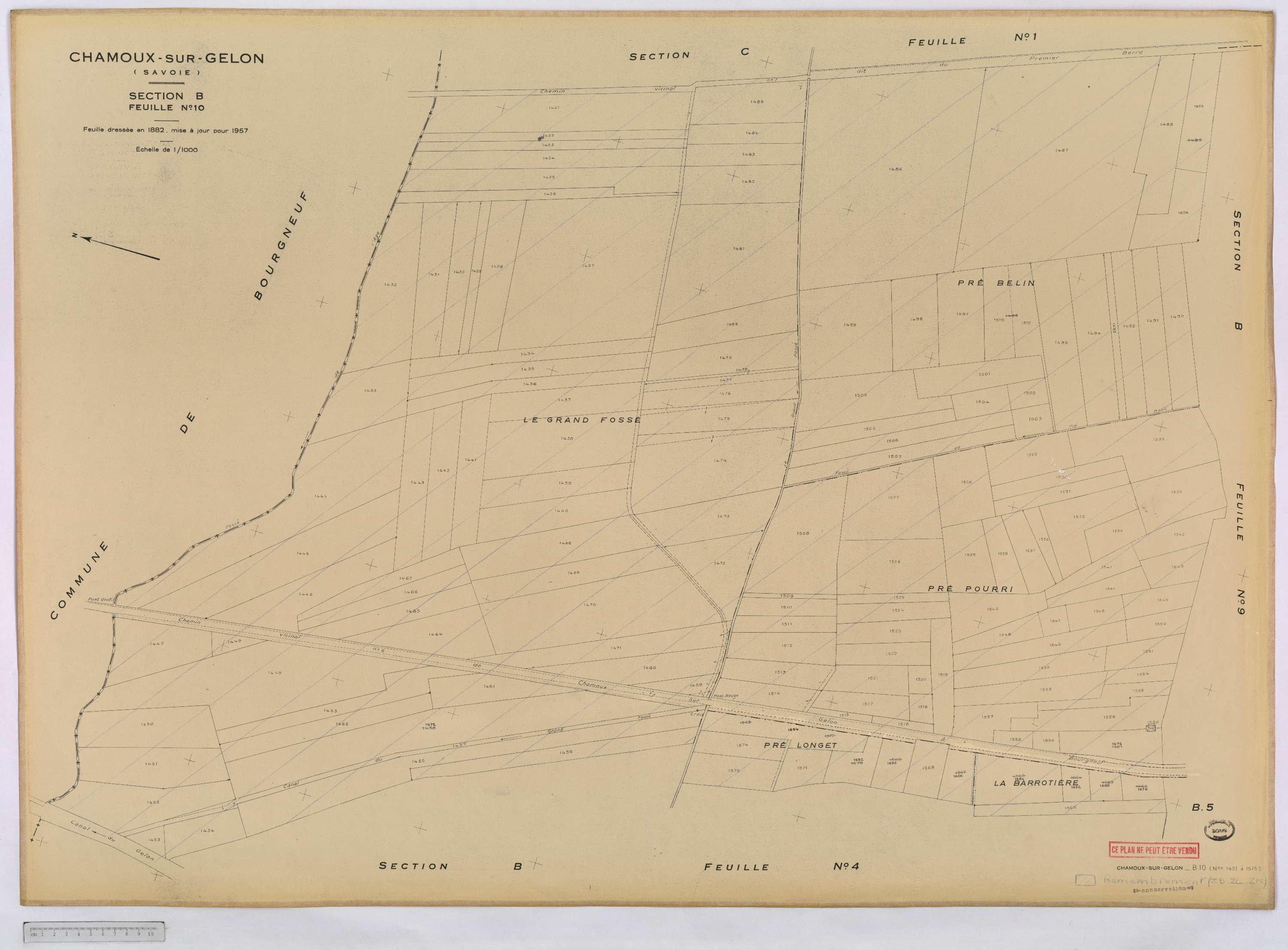 Chamoux-sur-Gelon - Cadastre rénové, version définitive (1957).