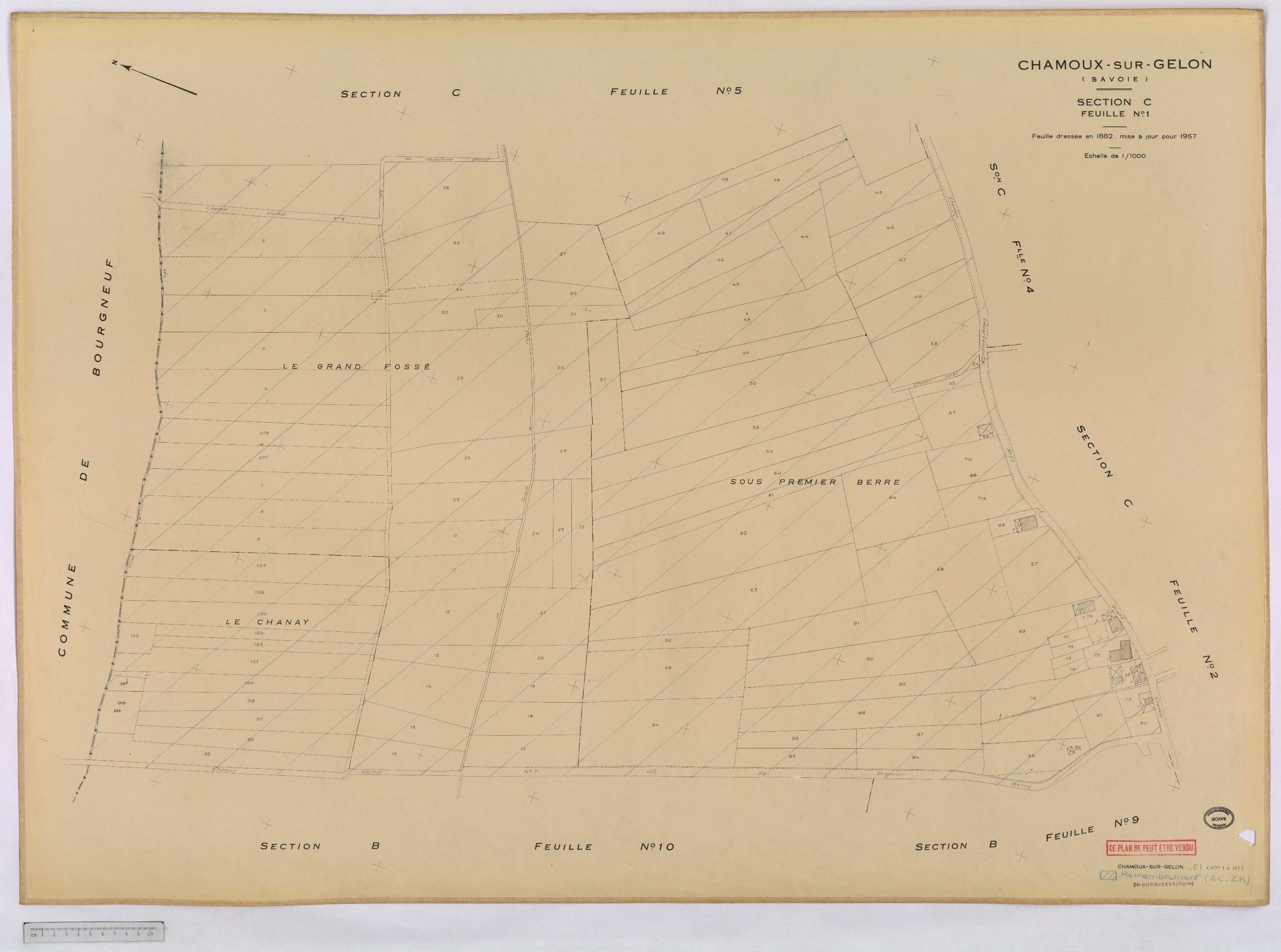 Chamoux-sur-Gelon - Cadastre rénové, version définitive (1957).