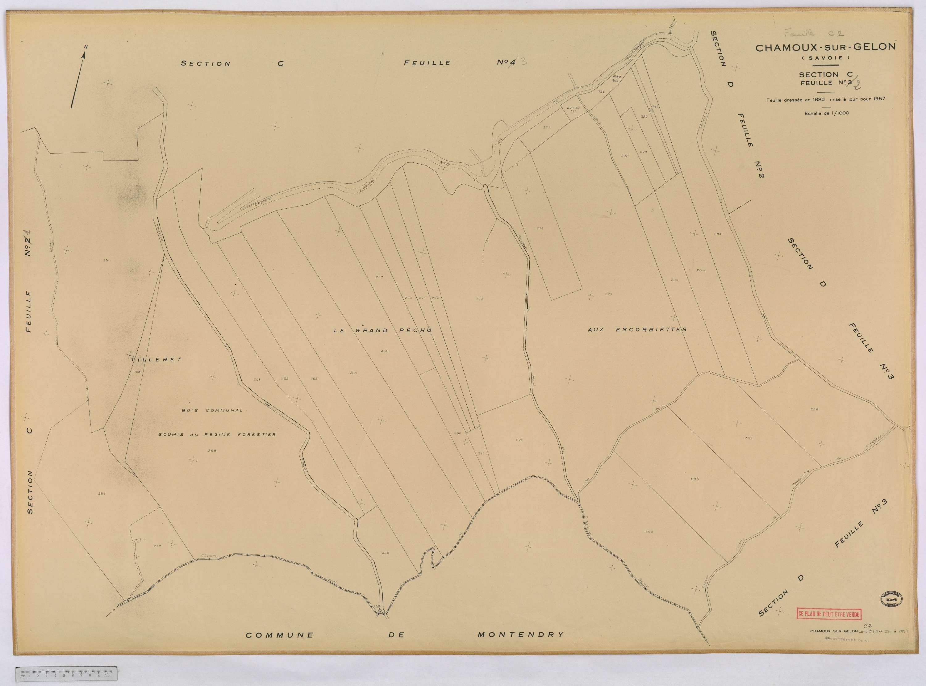 Chamoux-sur-Gelon - Cadastre rénové, version définitive (1957).