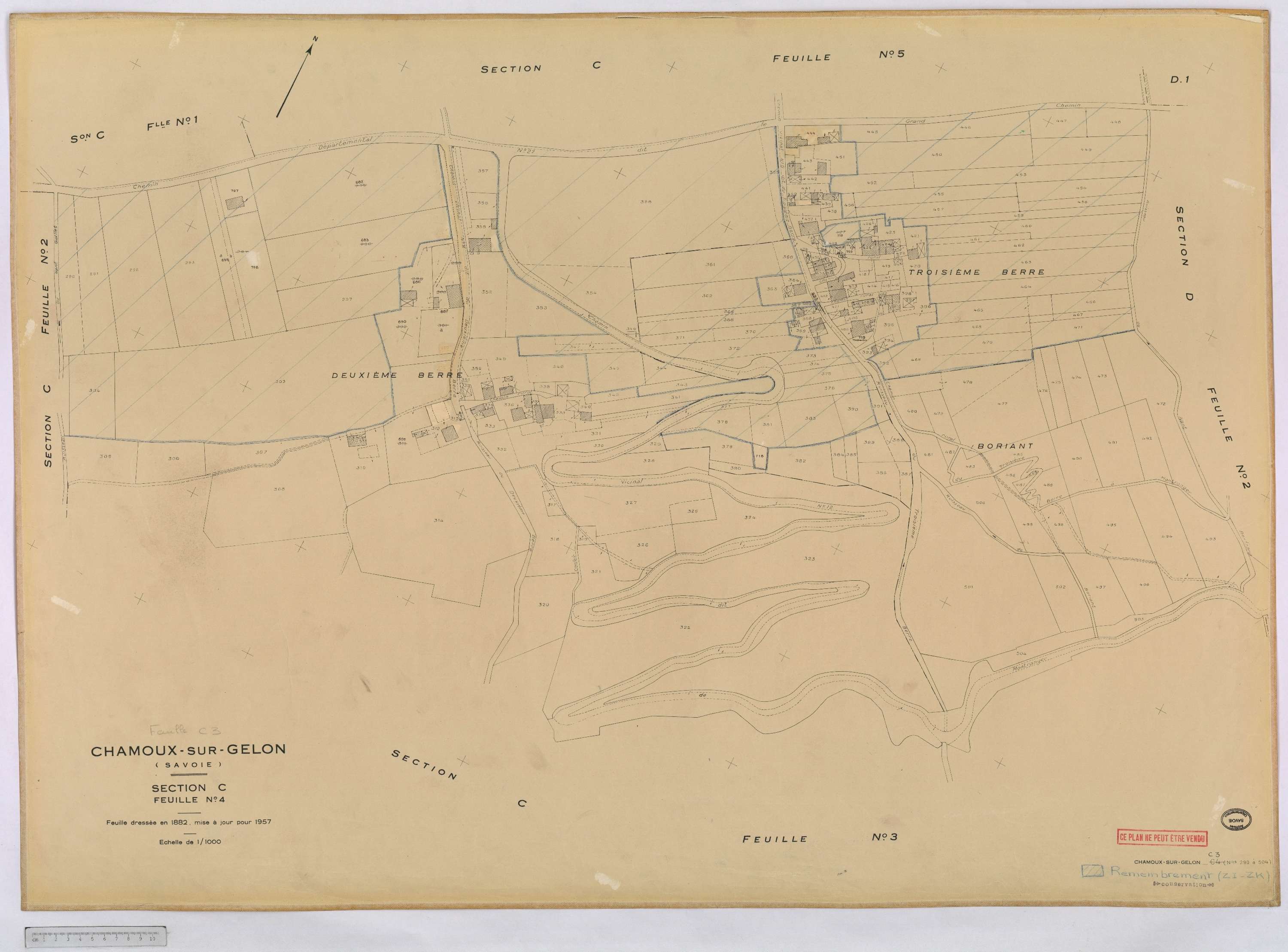 Chamoux-sur-Gelon - Cadastre rénové, version définitive (1957).