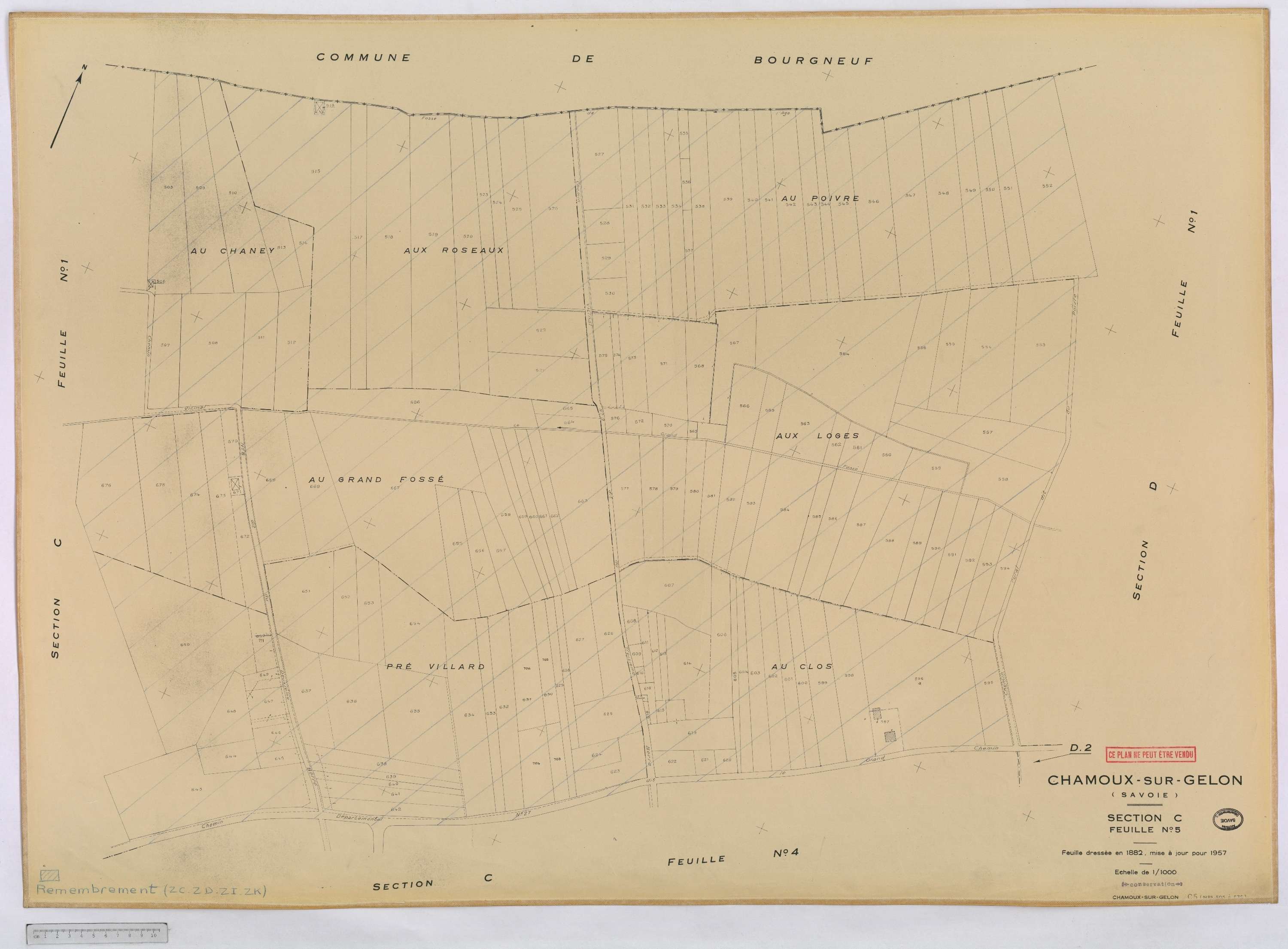 Chamoux-sur-Gelon - Cadastre rénové, version définitive (1957).
