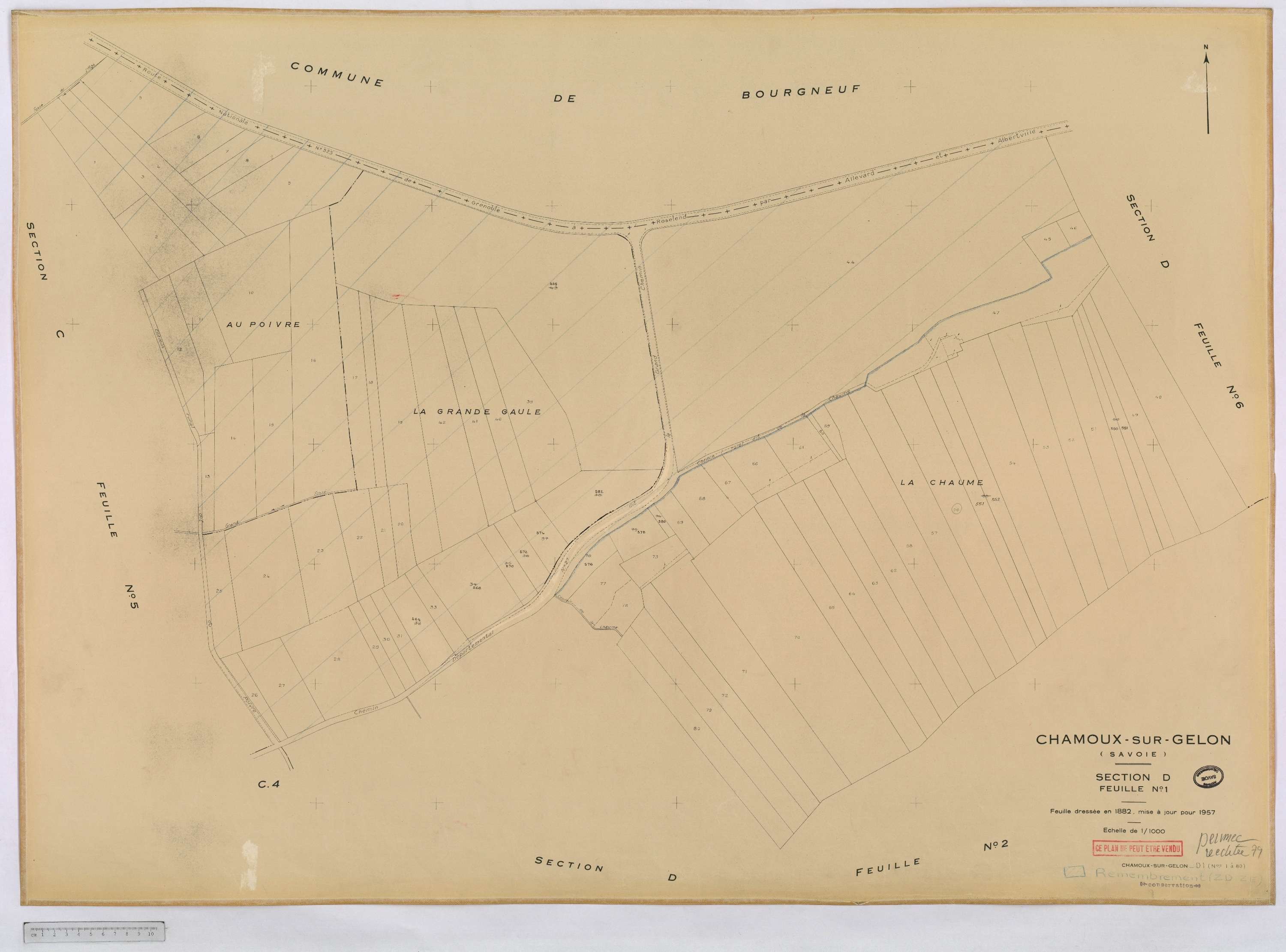 Chamoux-sur-Gelon - Cadastre rénové, version définitive (1957).
