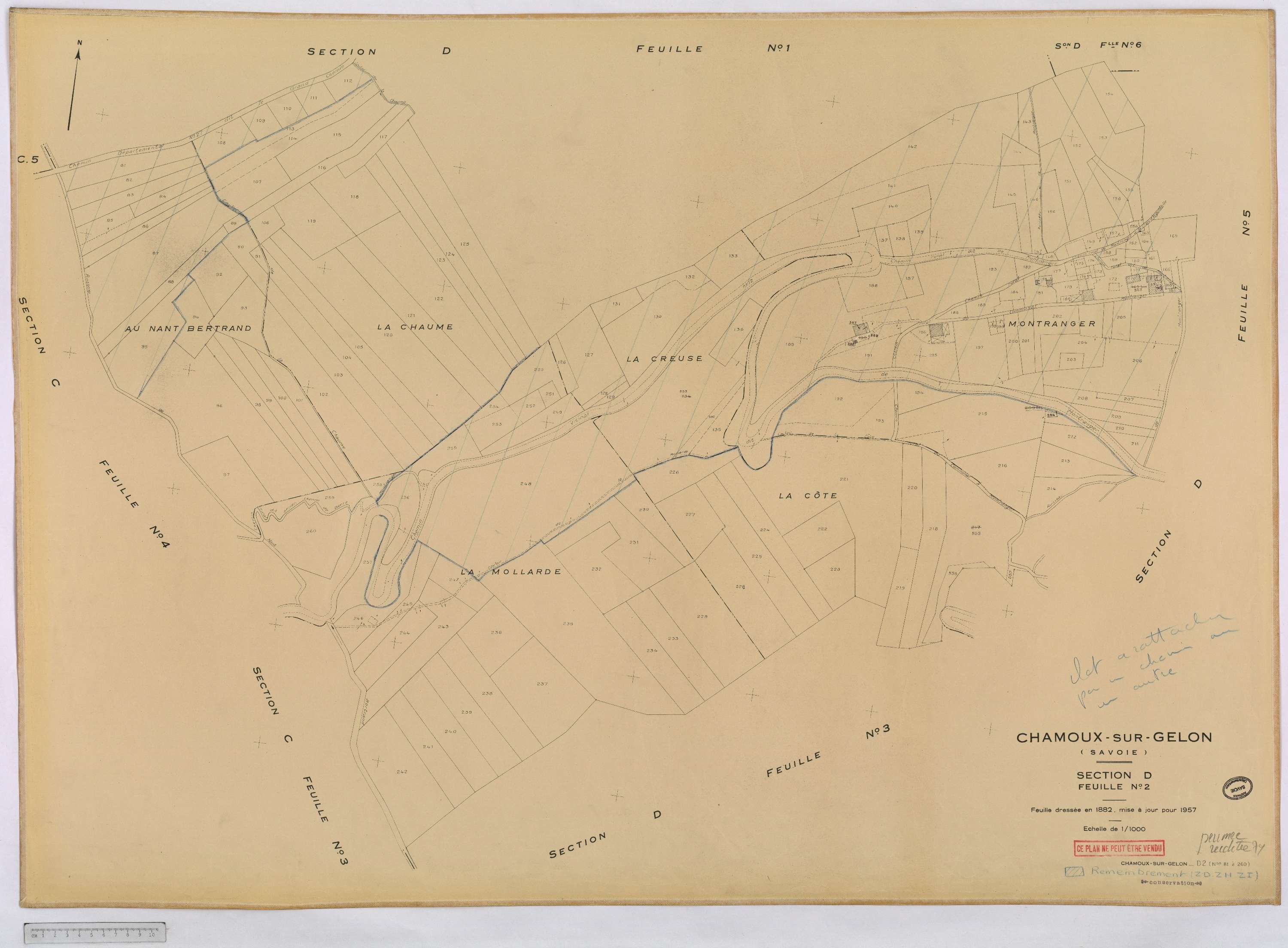 Chamoux-sur-Gelon - Cadastre rénové, version définitive (1957).