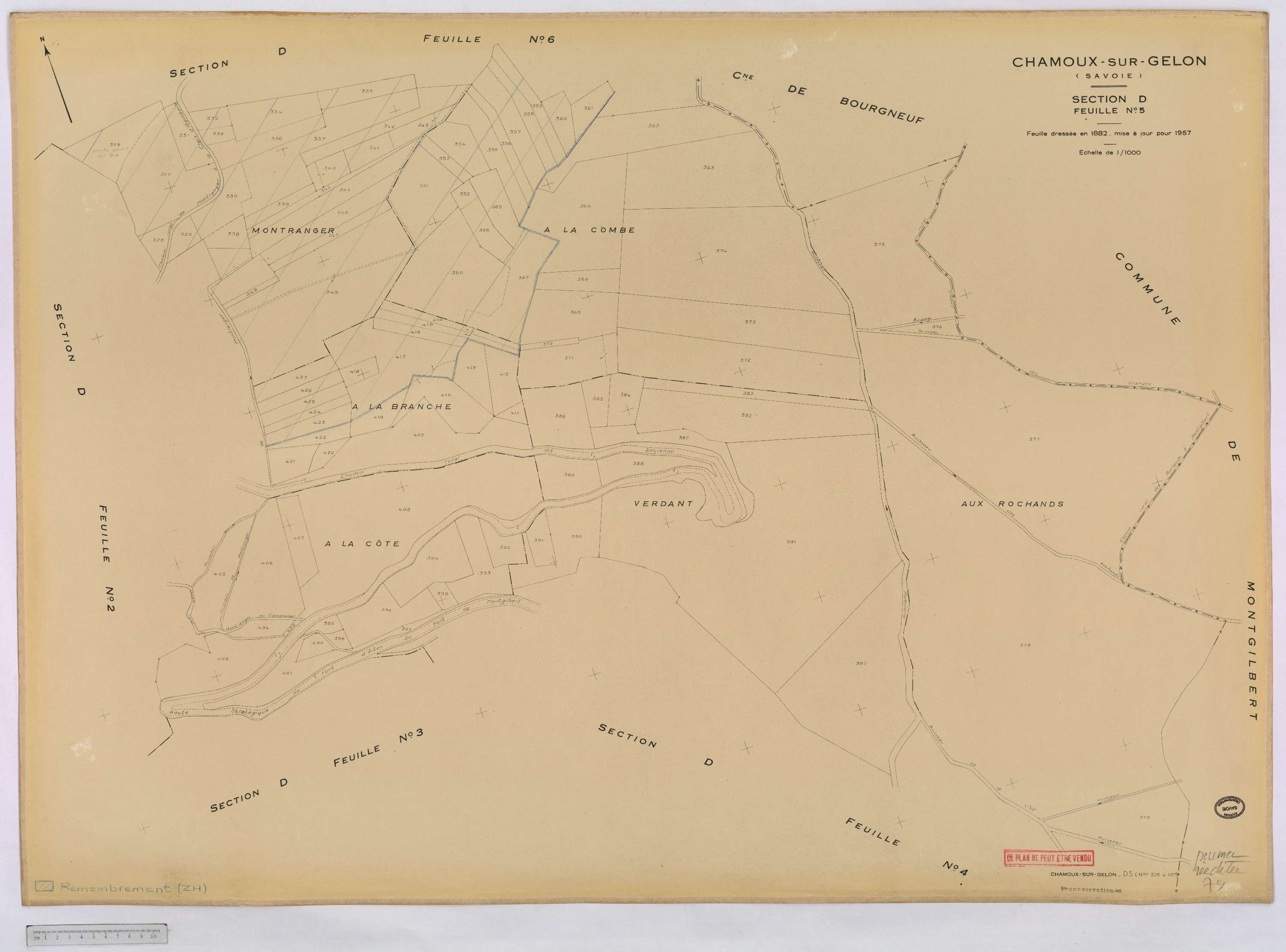 Chamoux-sur-Gelon - Cadastre rénové, version définitive (1957).