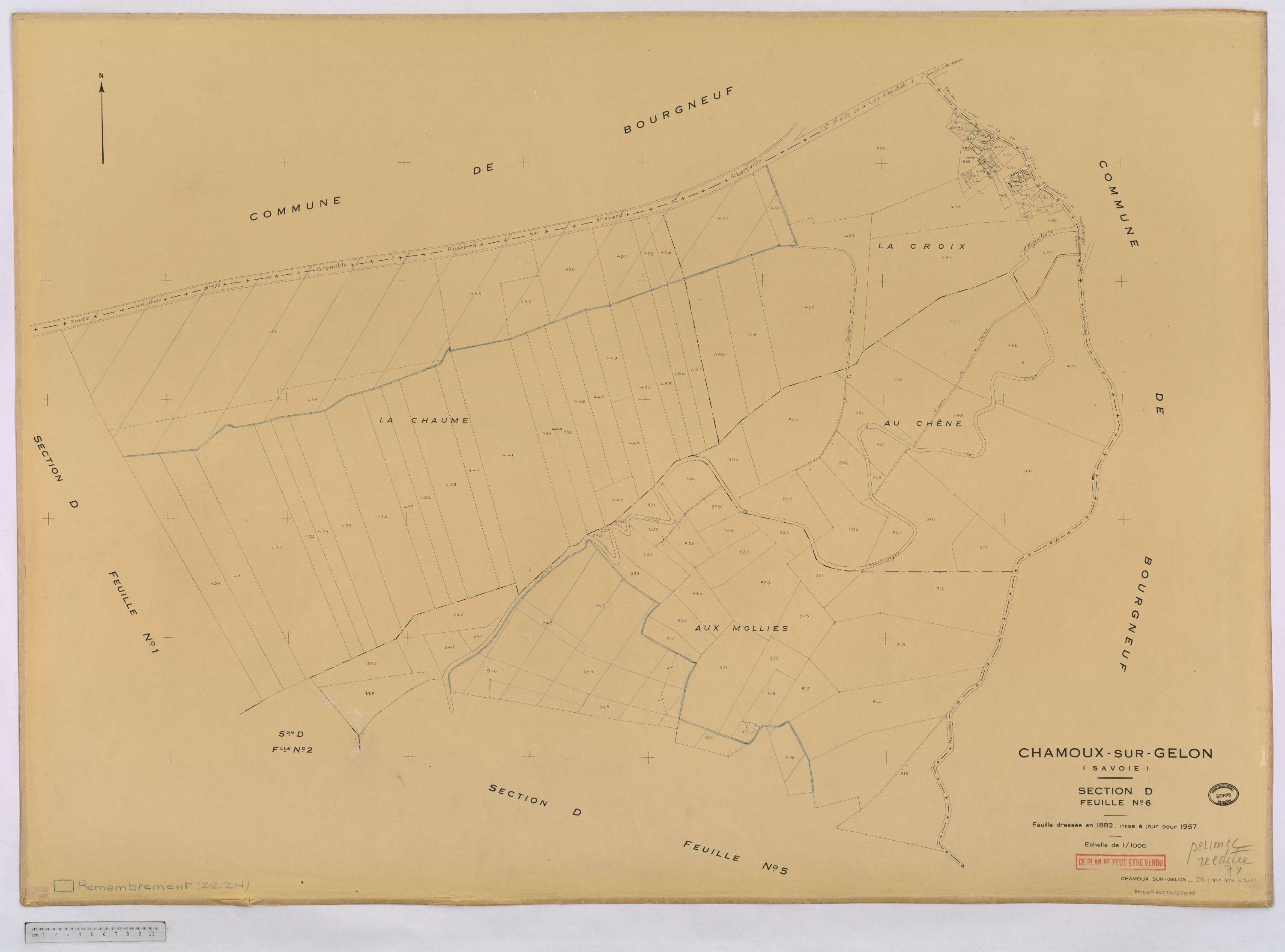 Chamoux-sur-Gelon - Cadastre rénové, version définitive (1957).