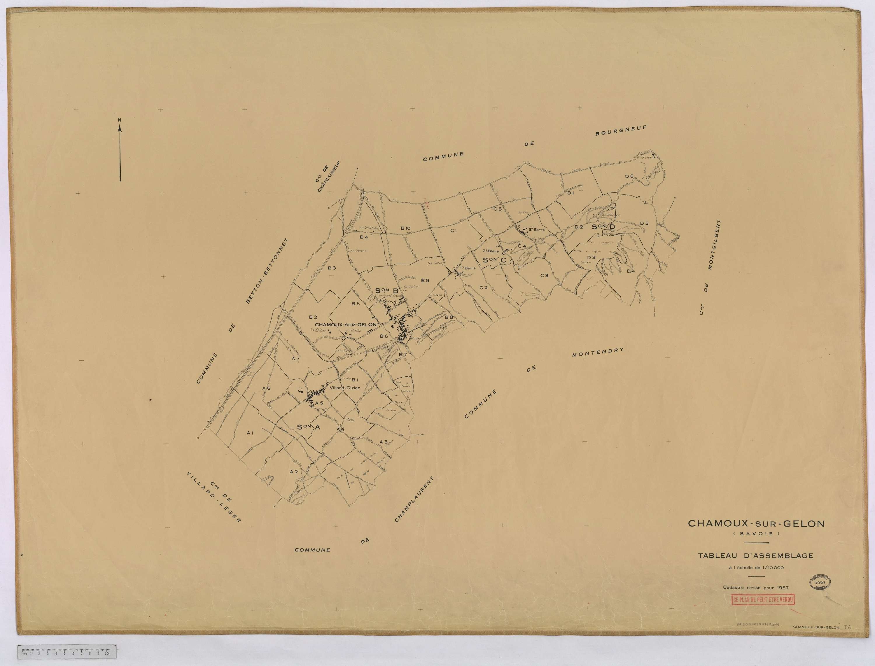 Chamoux-sur-Gelon - Cadastre rénové, version définitive (1957).