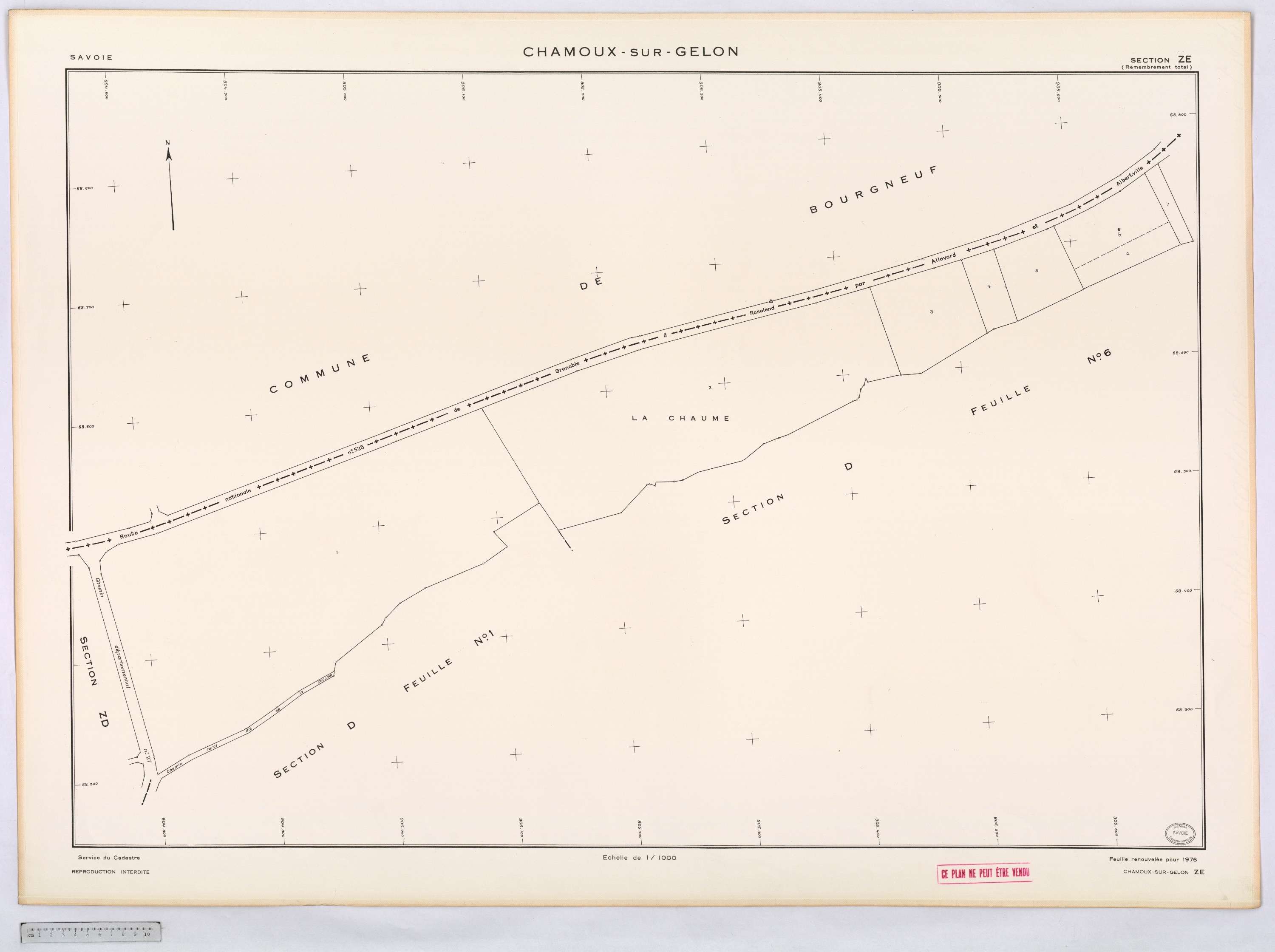 Chamoux-sur-Gelon - Cadastre remembré (1976).