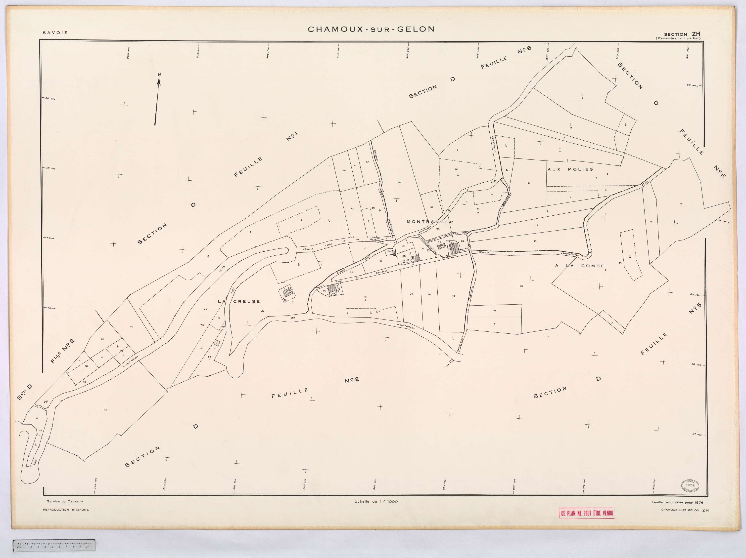 Chamoux-sur-Gelon - Cadastre remembré (1976).