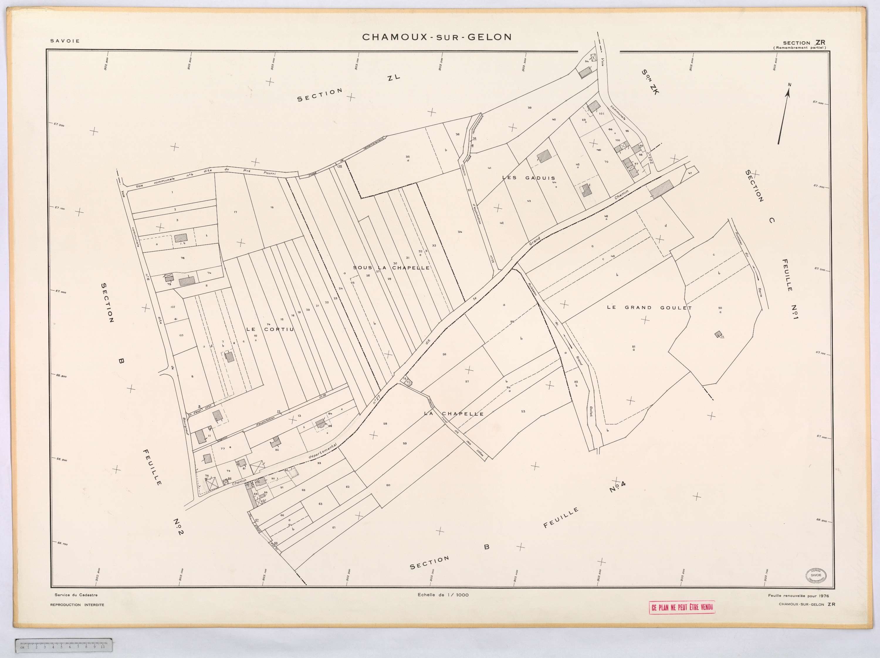 Chamoux-sur-Gelon - Cadastre remembré (1976).