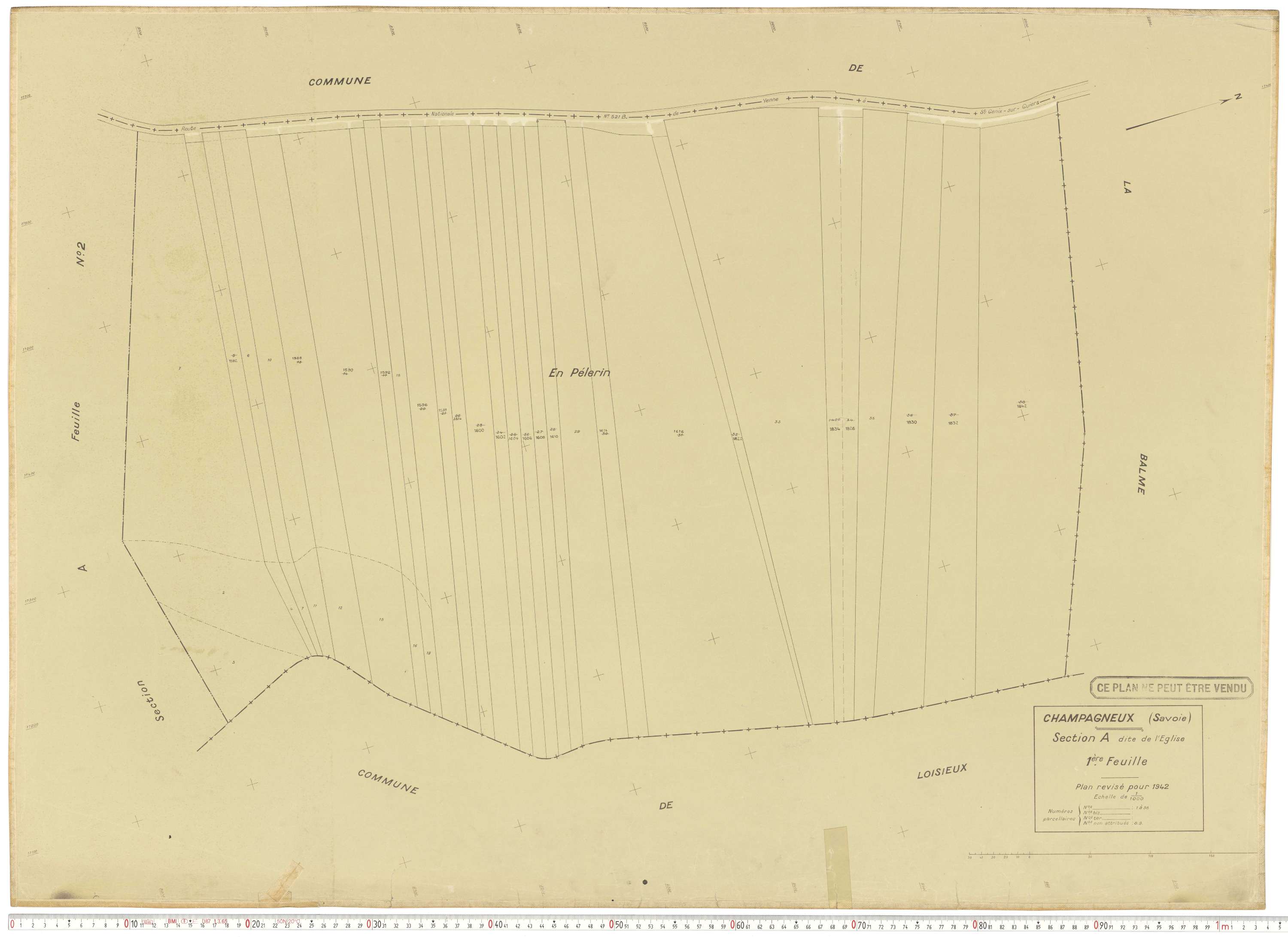 Champagneux - Plans cadastraux du cadastre rénové en 1942 et mis à jour en 1988.