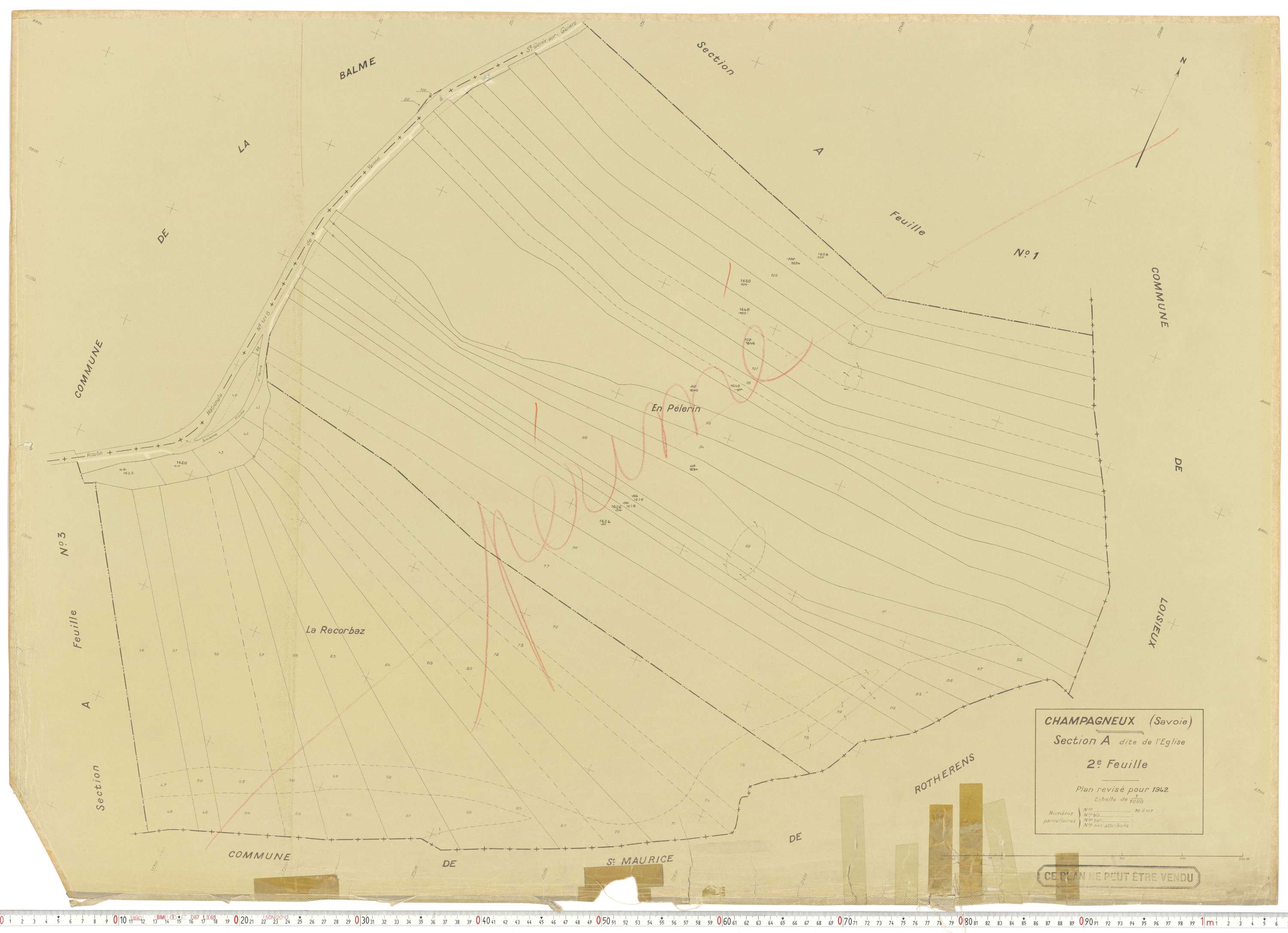 Champagneux - Plans cadastraux du cadastre rénové en 1942 et mis à jour en 1988.