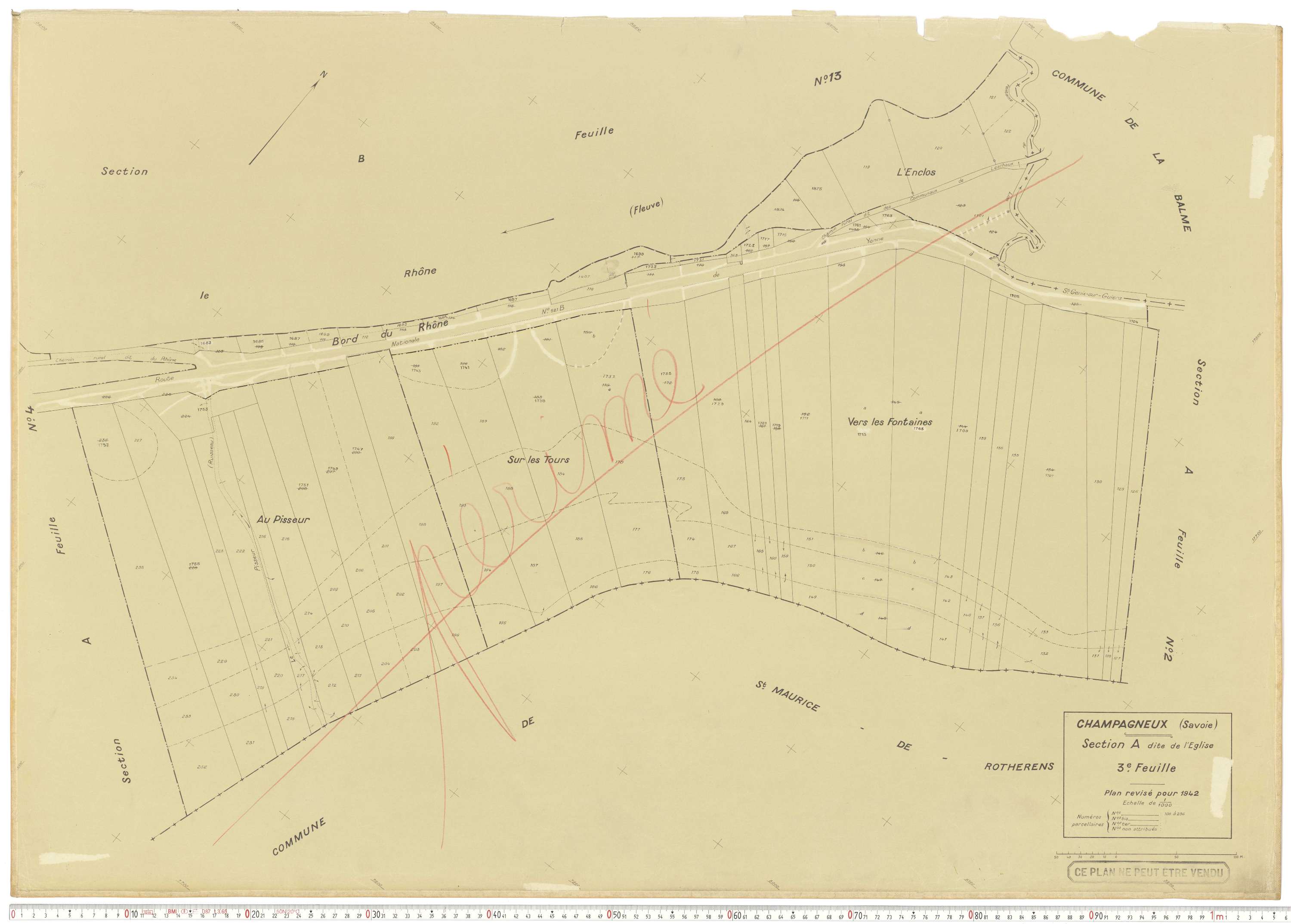 Champagneux - Plans cadastraux du cadastre rénové en 1942 et mis à jour en 1988.