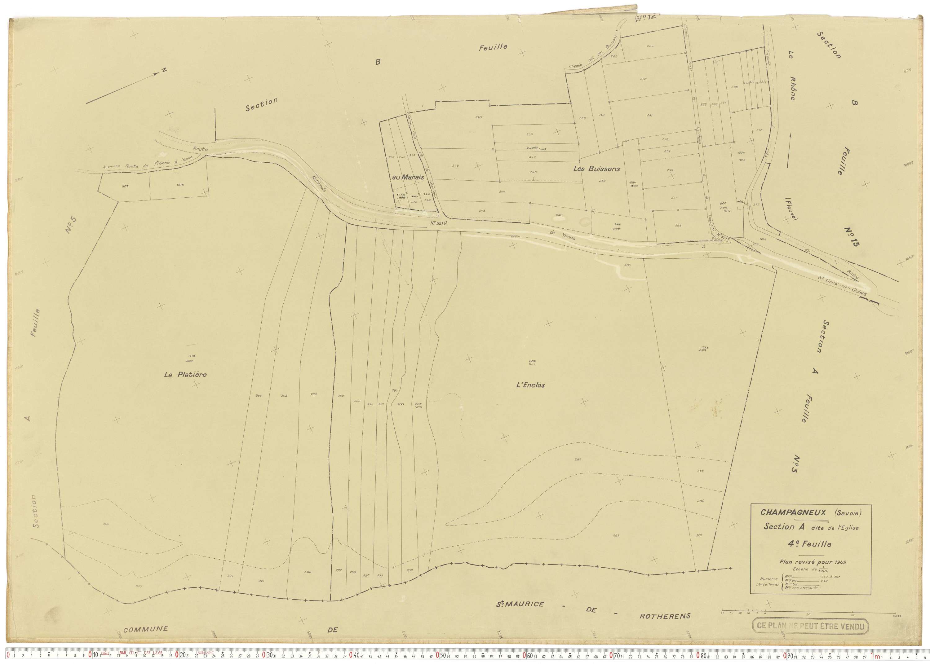 Champagneux - Plans cadastraux du cadastre rénové en 1942 et mis à jour en 1988.