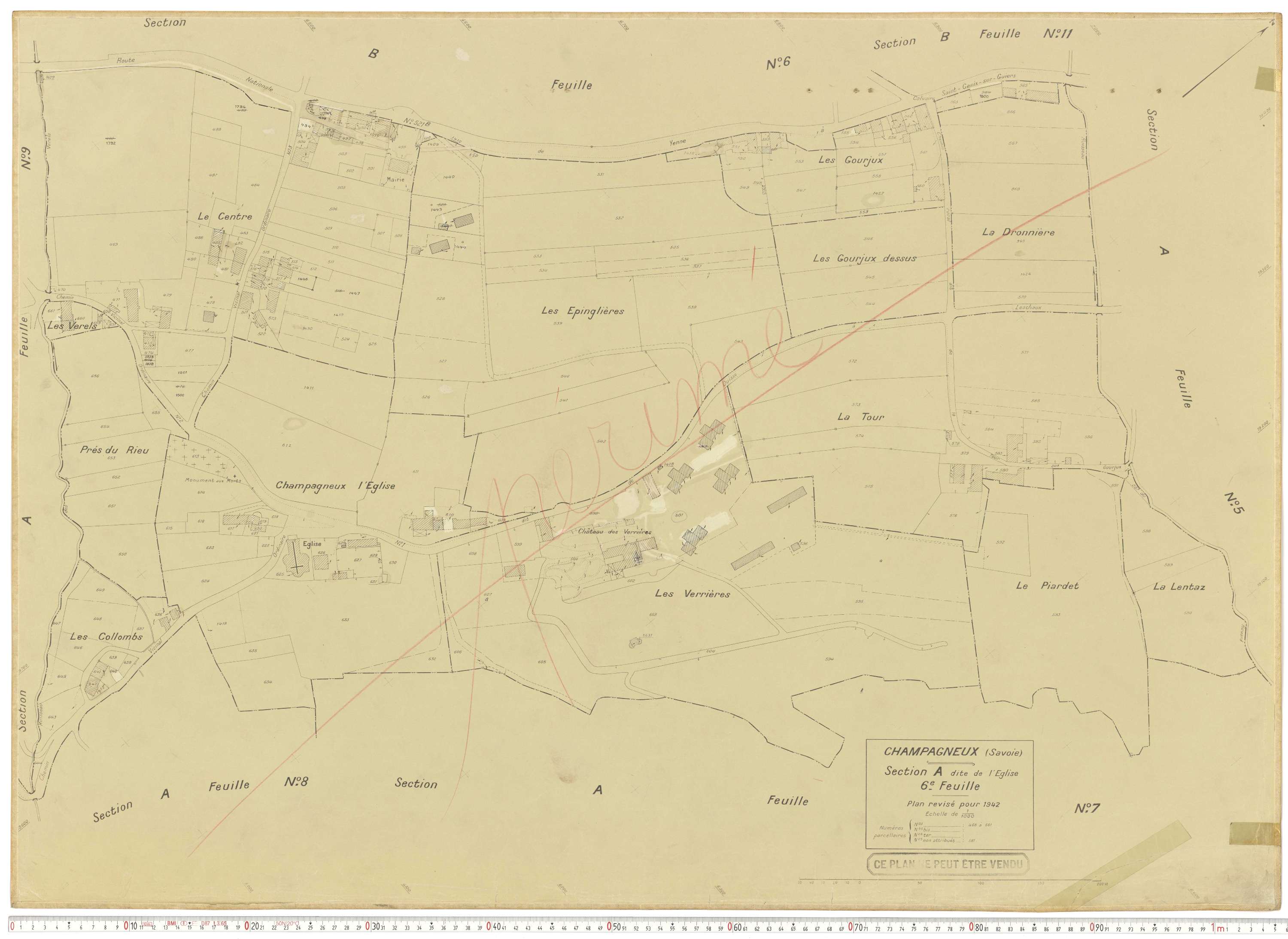 Champagneux - Plans cadastraux du cadastre rénové en 1942 et mis à jour en 1988.