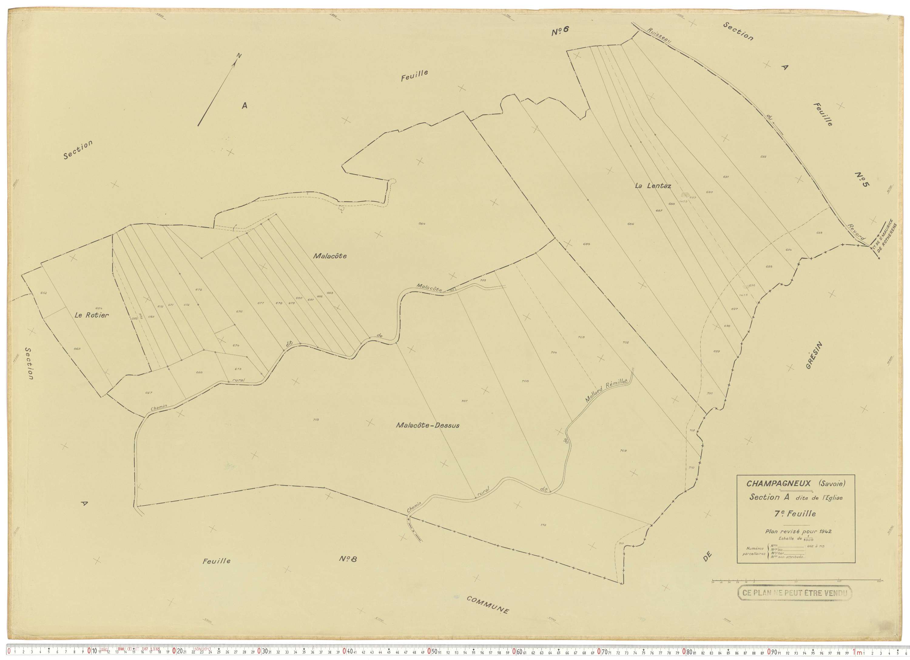 Champagneux - Plans cadastraux du cadastre rénové en 1942 et mis à jour en 1988.