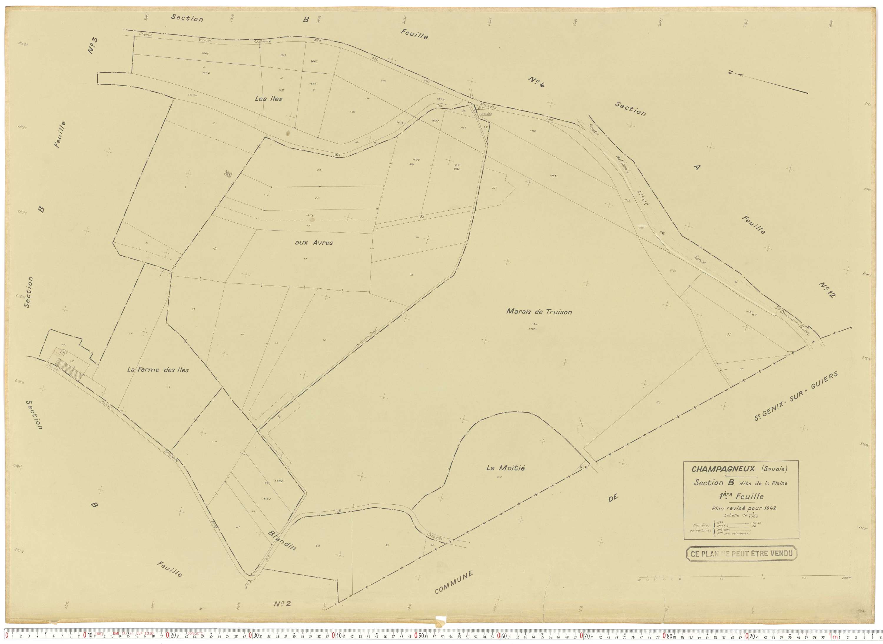 Champagneux - Plans cadastraux du cadastre rénové en 1942 et mis à jour en 1988.
