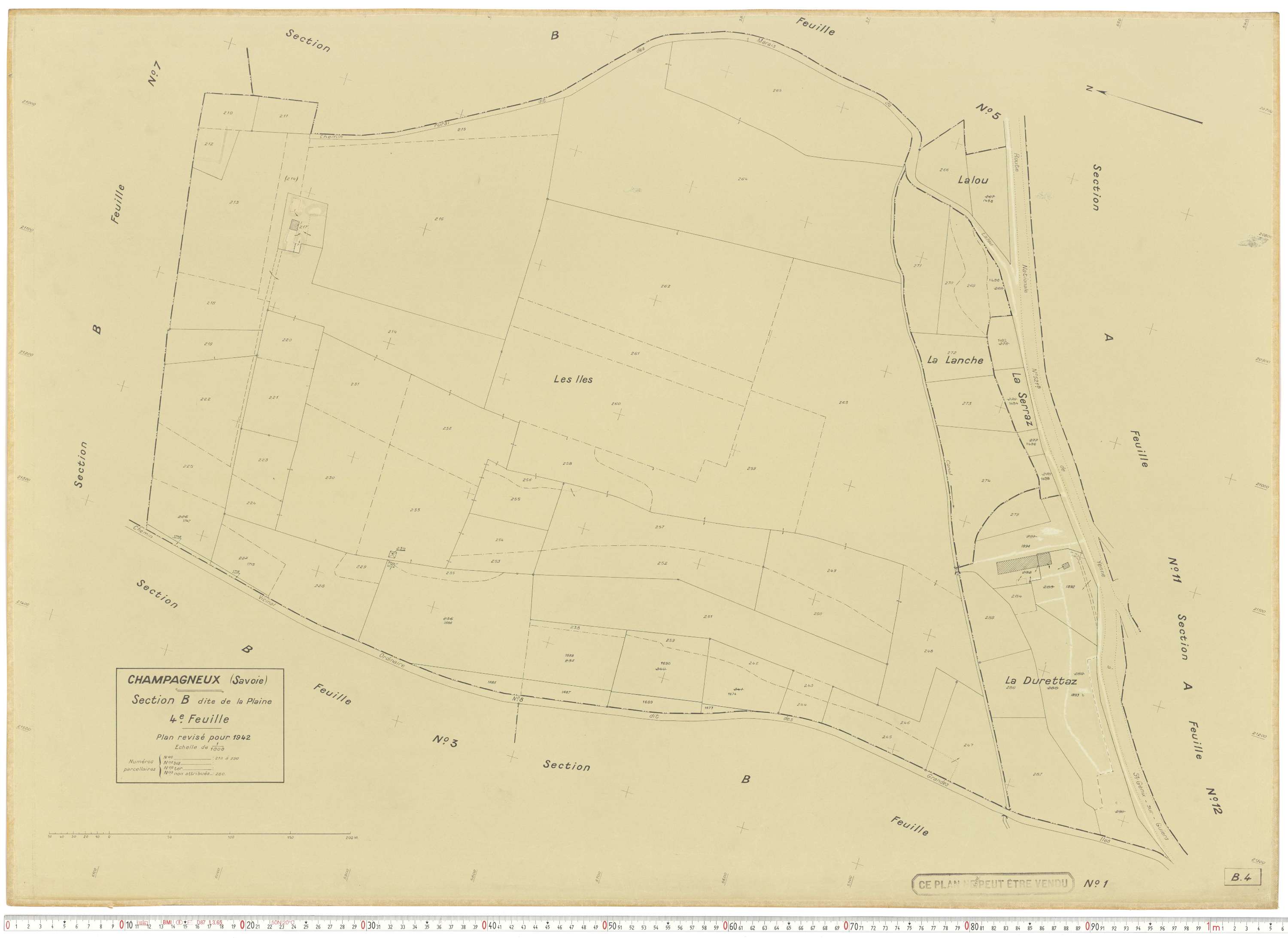 Champagneux - Plans cadastraux du cadastre rénové en 1942 et mis à jour en 1988.