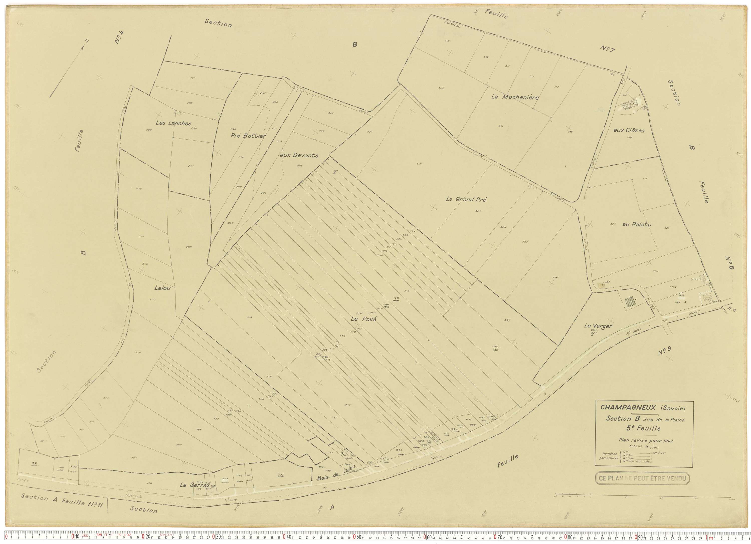 Champagneux - Plans cadastraux du cadastre rénové en 1942 et mis à jour en 1988.