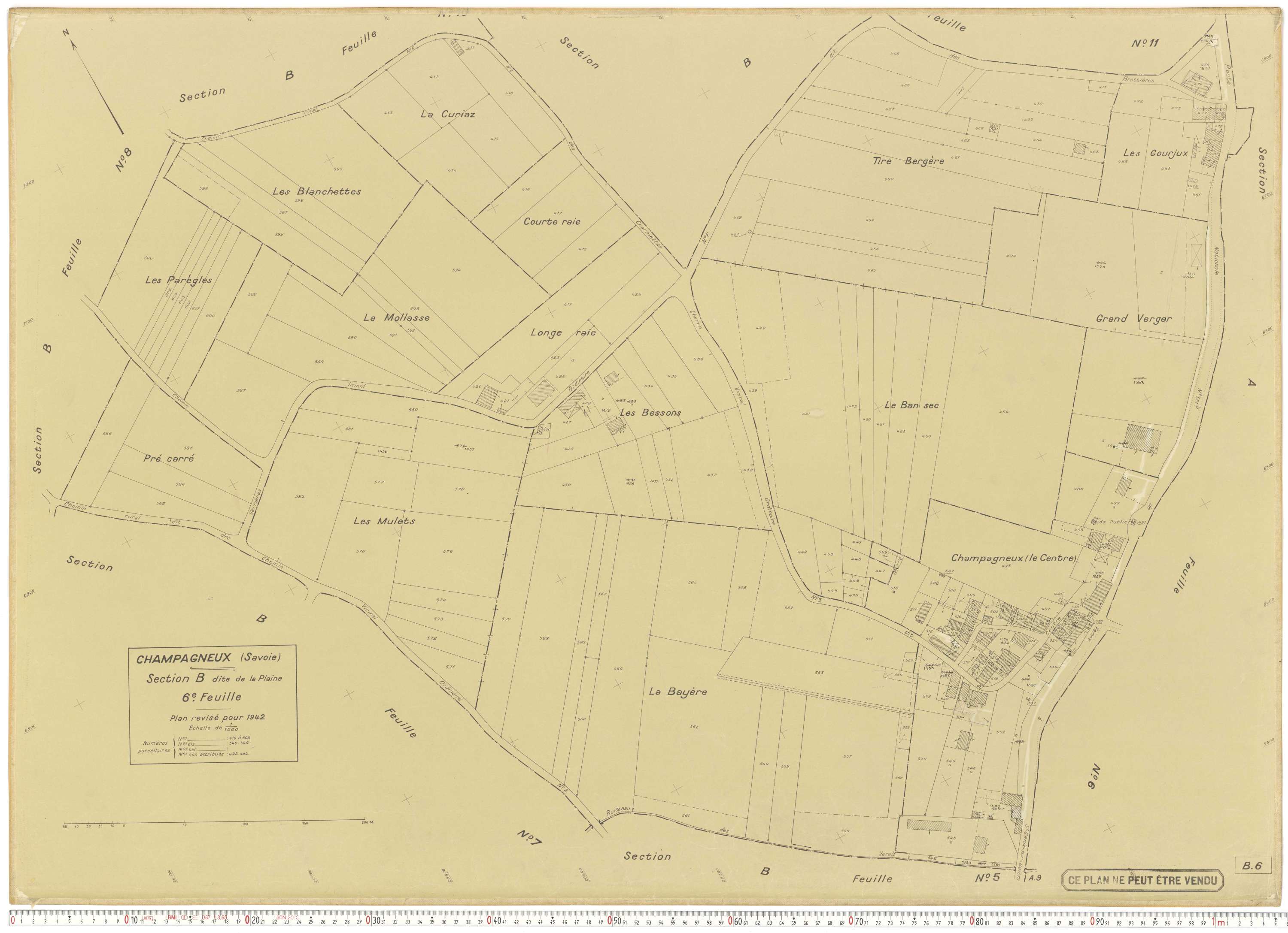 Champagneux - Plans cadastraux du cadastre rénové en 1942 et mis à jour en 1988.