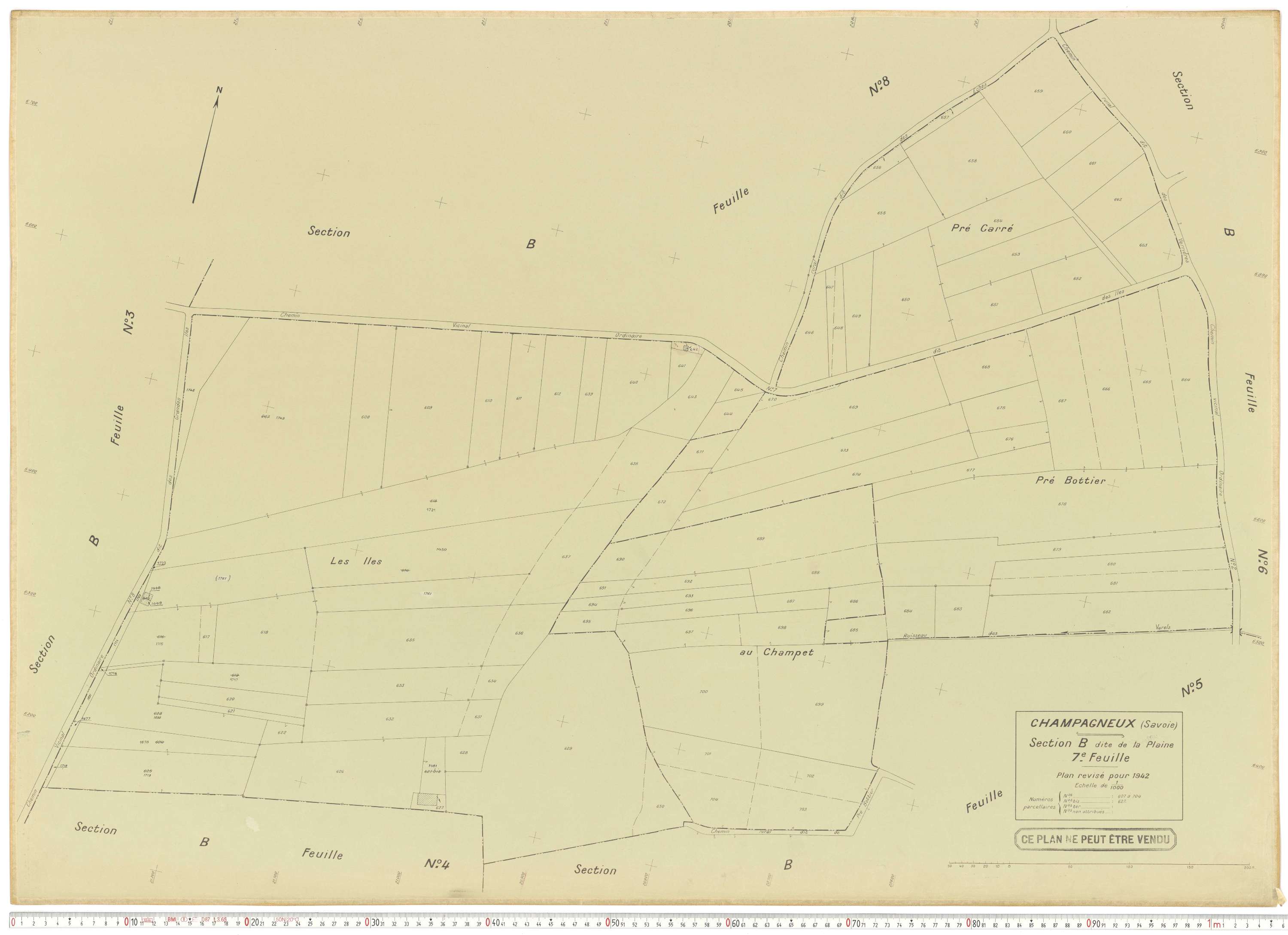 Champagneux - Plans cadastraux du cadastre rénové en 1942 et mis à jour en 1988.