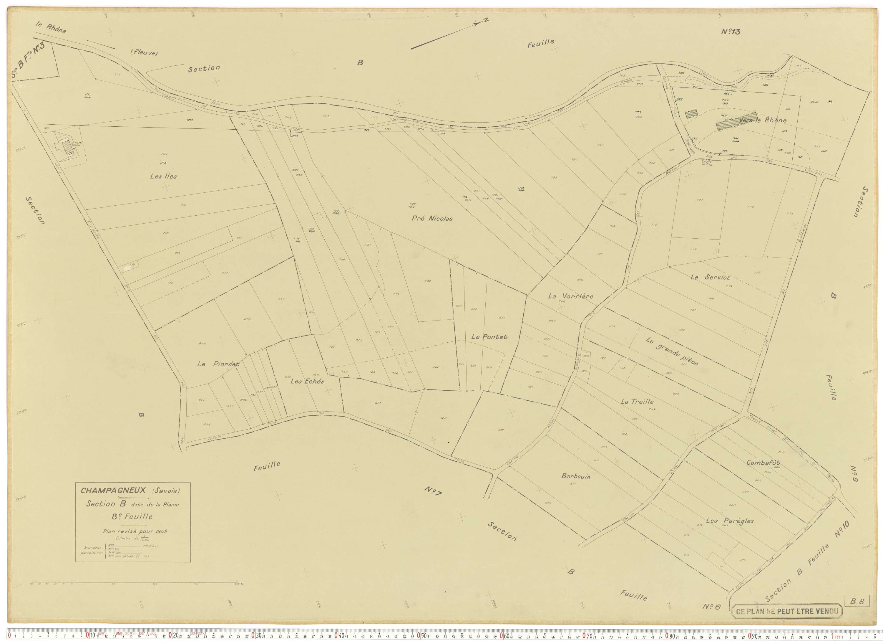Champagneux - Plans cadastraux du cadastre rénové en 1942 et mis à jour en 1988.