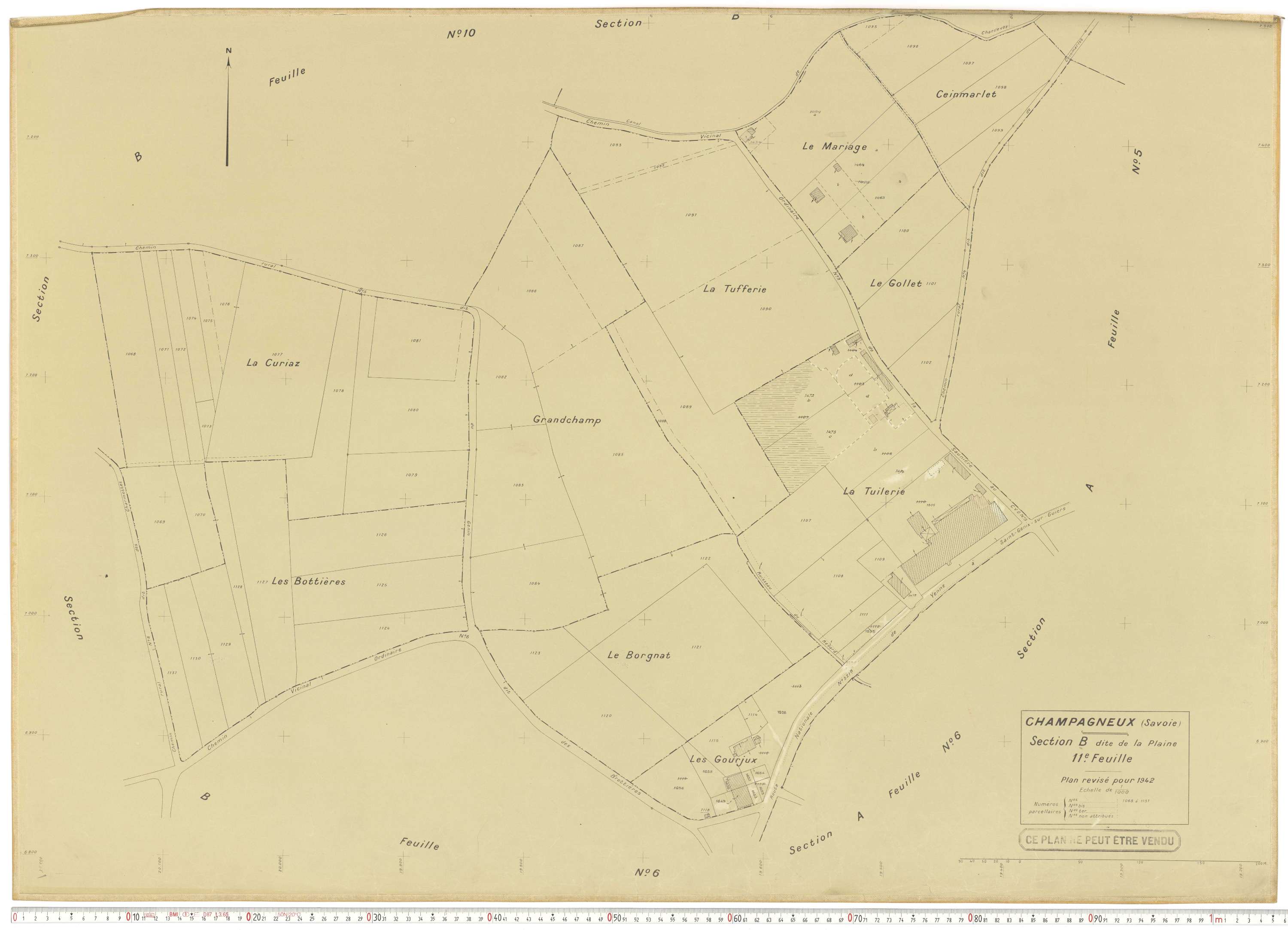 Champagneux - Plans cadastraux du cadastre rénové en 1942 et mis à jour en 1988.