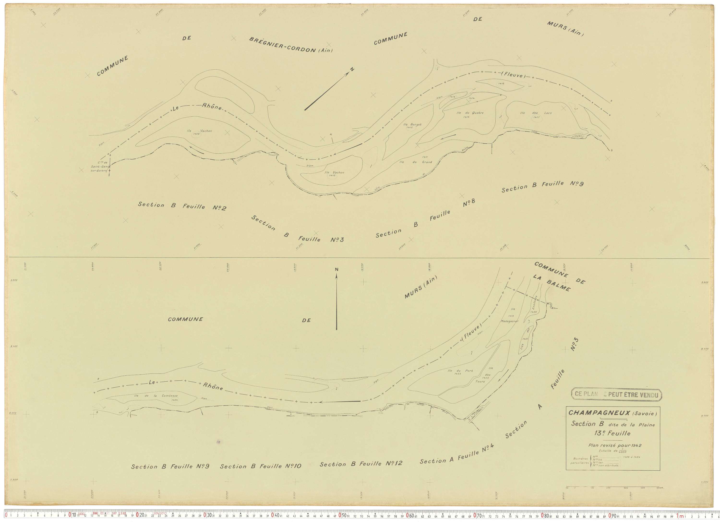 Champagneux - Plans cadastraux du cadastre rénové en 1942 et mis à jour en 1988.