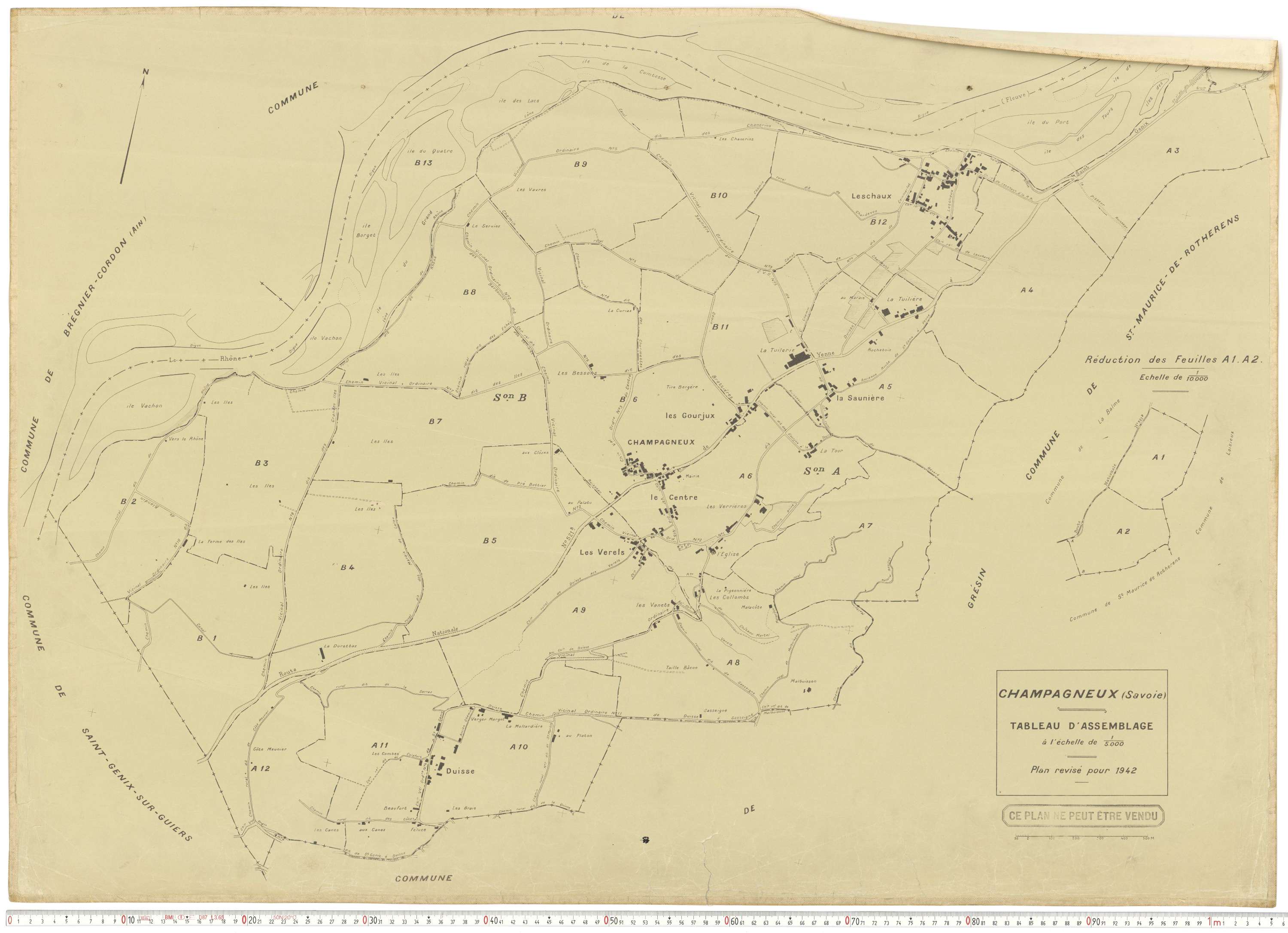 Champagneux - Plans cadastraux du cadastre rénové en 1942 et mis à jour en 1988.
