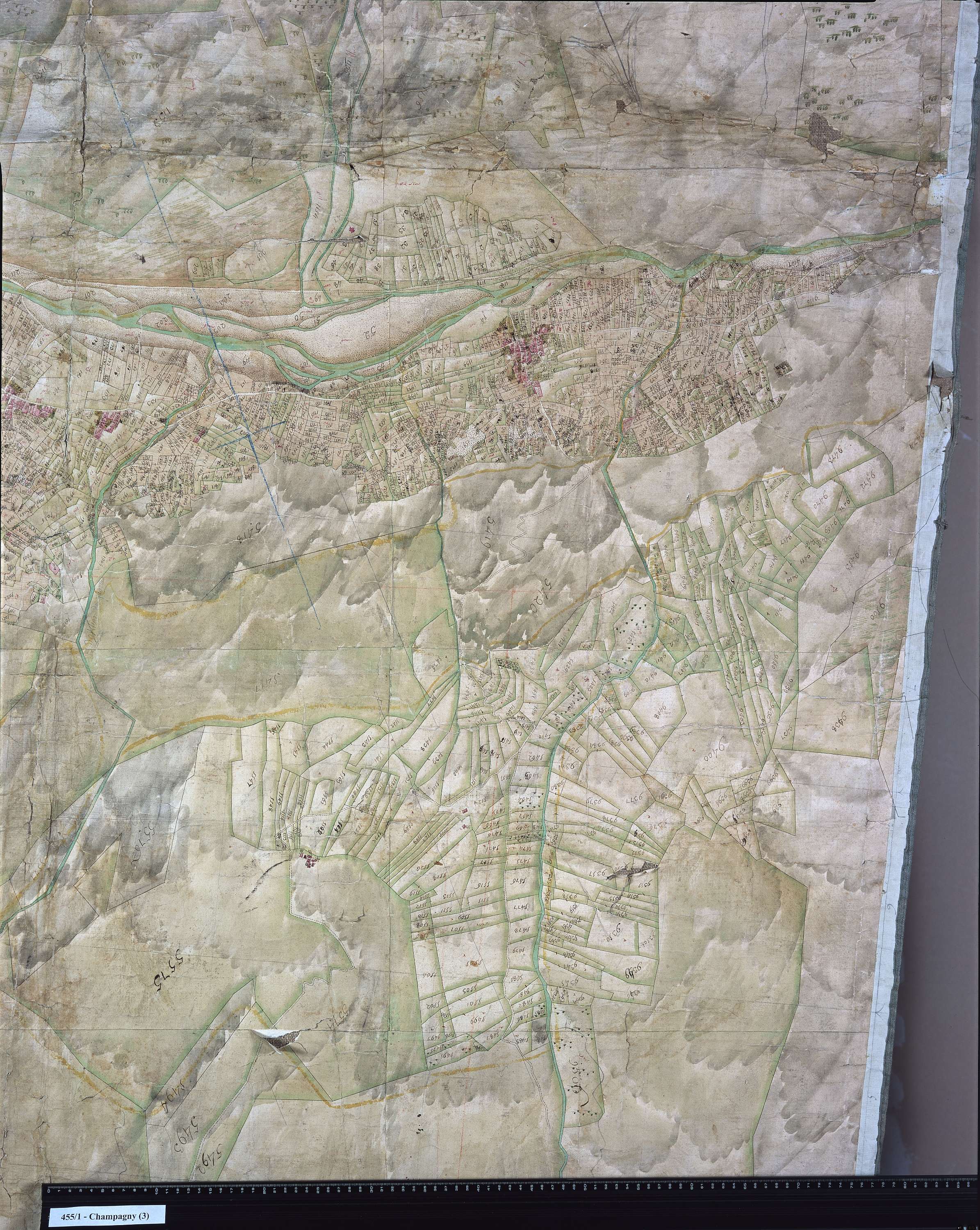 Champagny-en-Vanoise - Copie de la mappe originale (plan cadatral) de la commune de Champagny. Signée Cocelli, directeur du bureau de la péréquation générale.