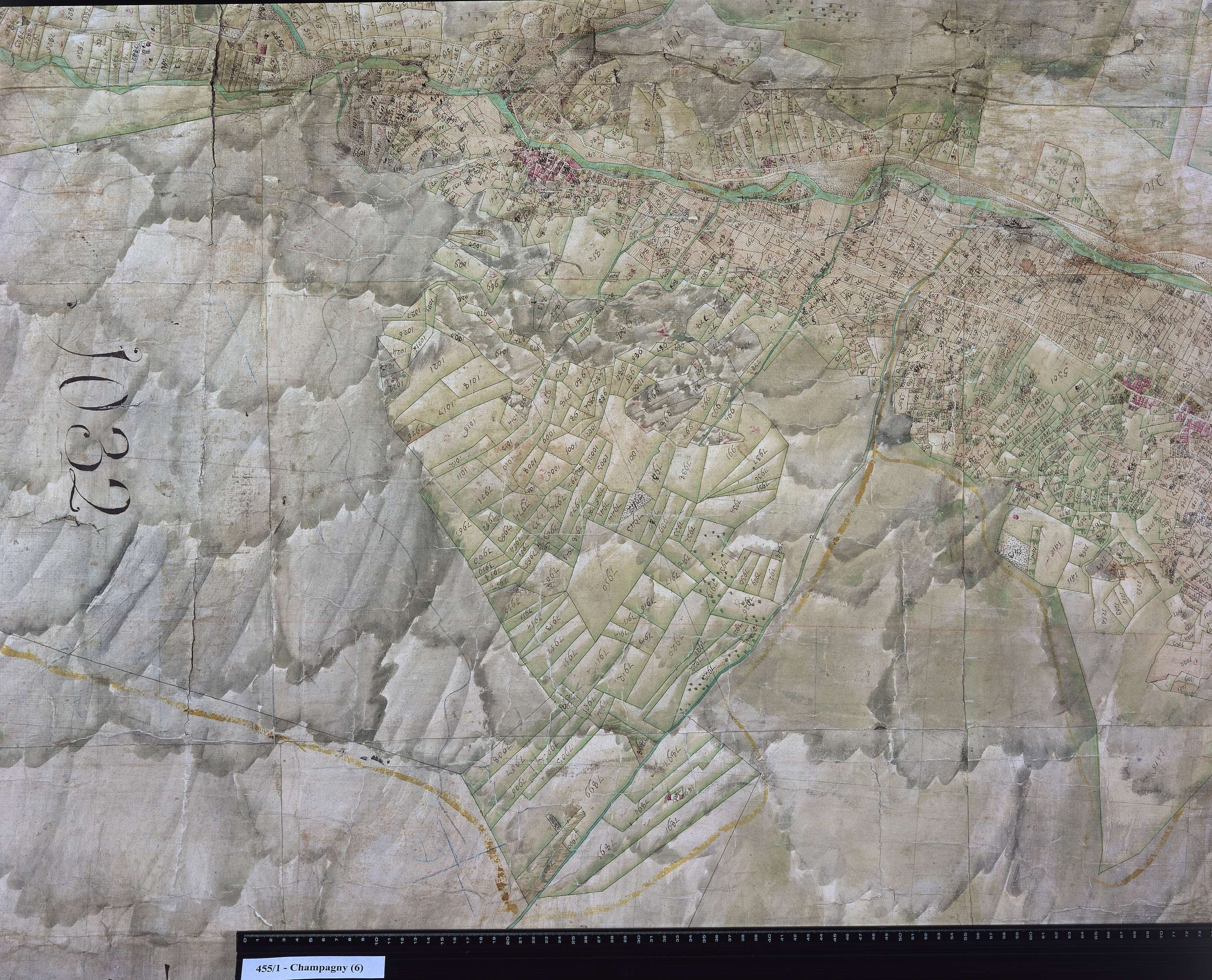Champagny-en-Vanoise - Copie de la mappe originale (plan cadatral) de la commune de Champagny. Signée Cocelli, directeur du bureau de la péréquation générale.