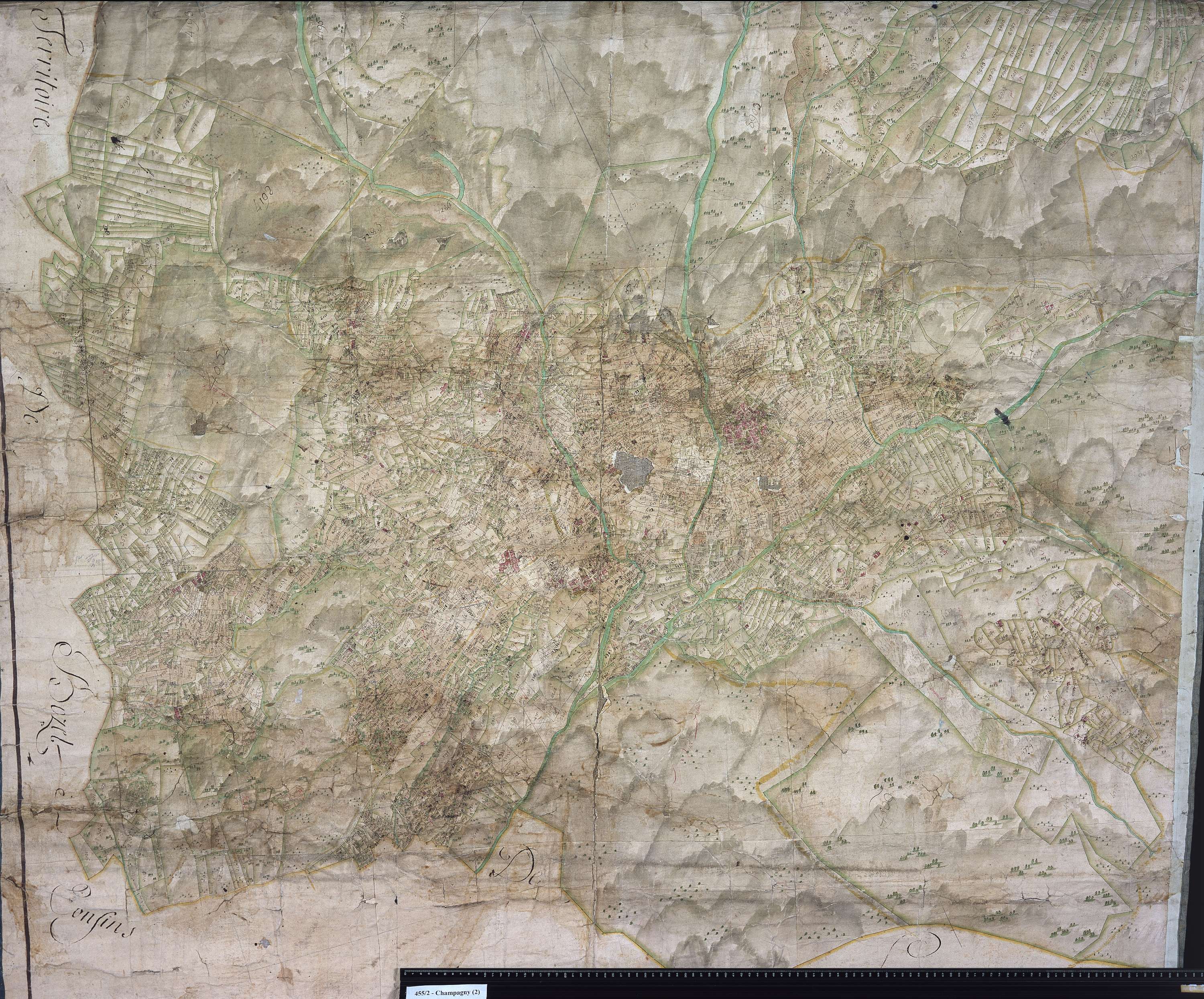 Champagny-en-Vanoise - Copie de la mappe originale (plan cadatral) de la commune de Champagny. Signée Cocelli, directeur du bureau de la péréquation générale.
