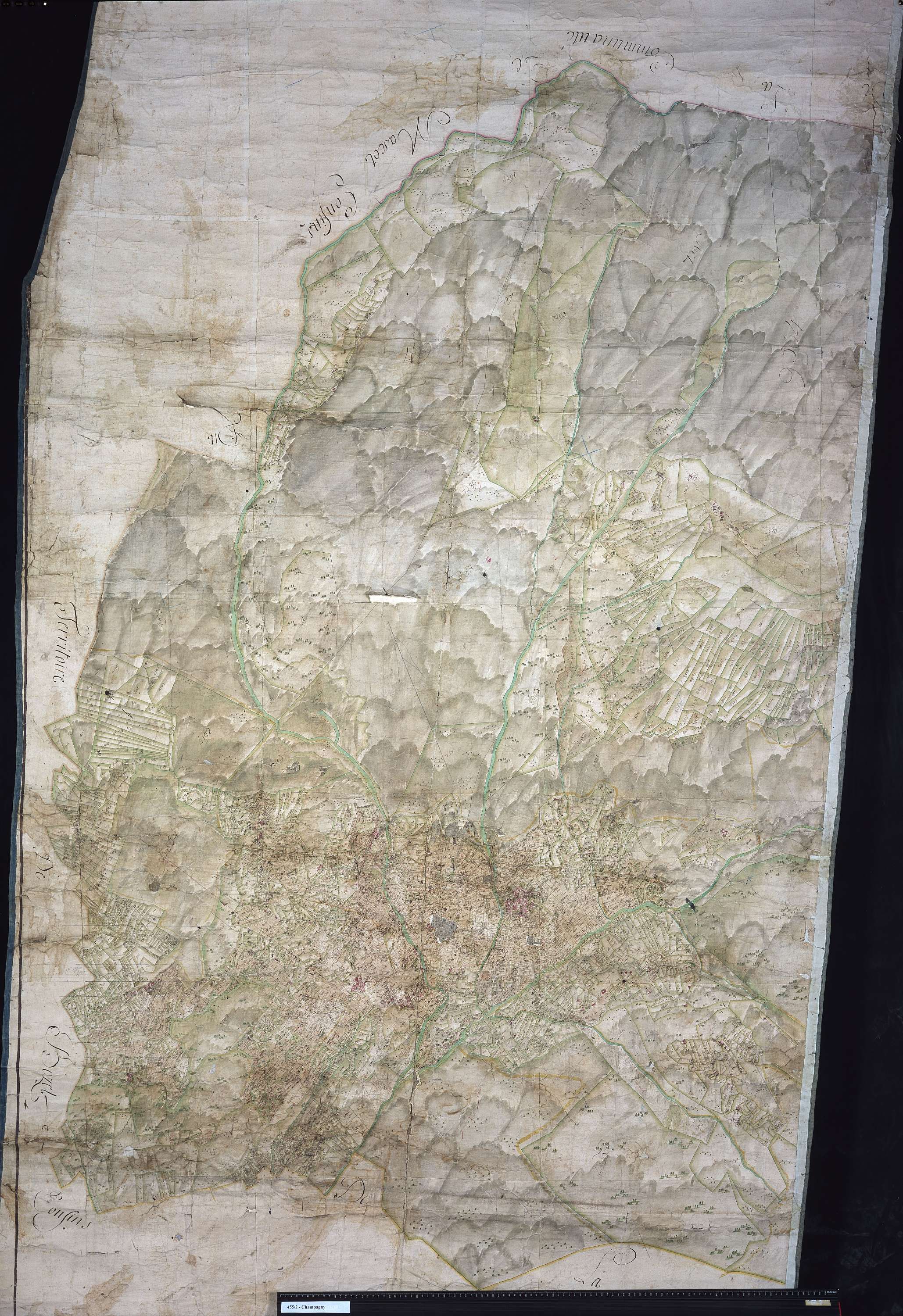 Champagny-en-Vanoise - Copie de la mappe originale (plan cadatral) de la commune de Champagny. Signée Cocelli, directeur du bureau de la péréquation générale.