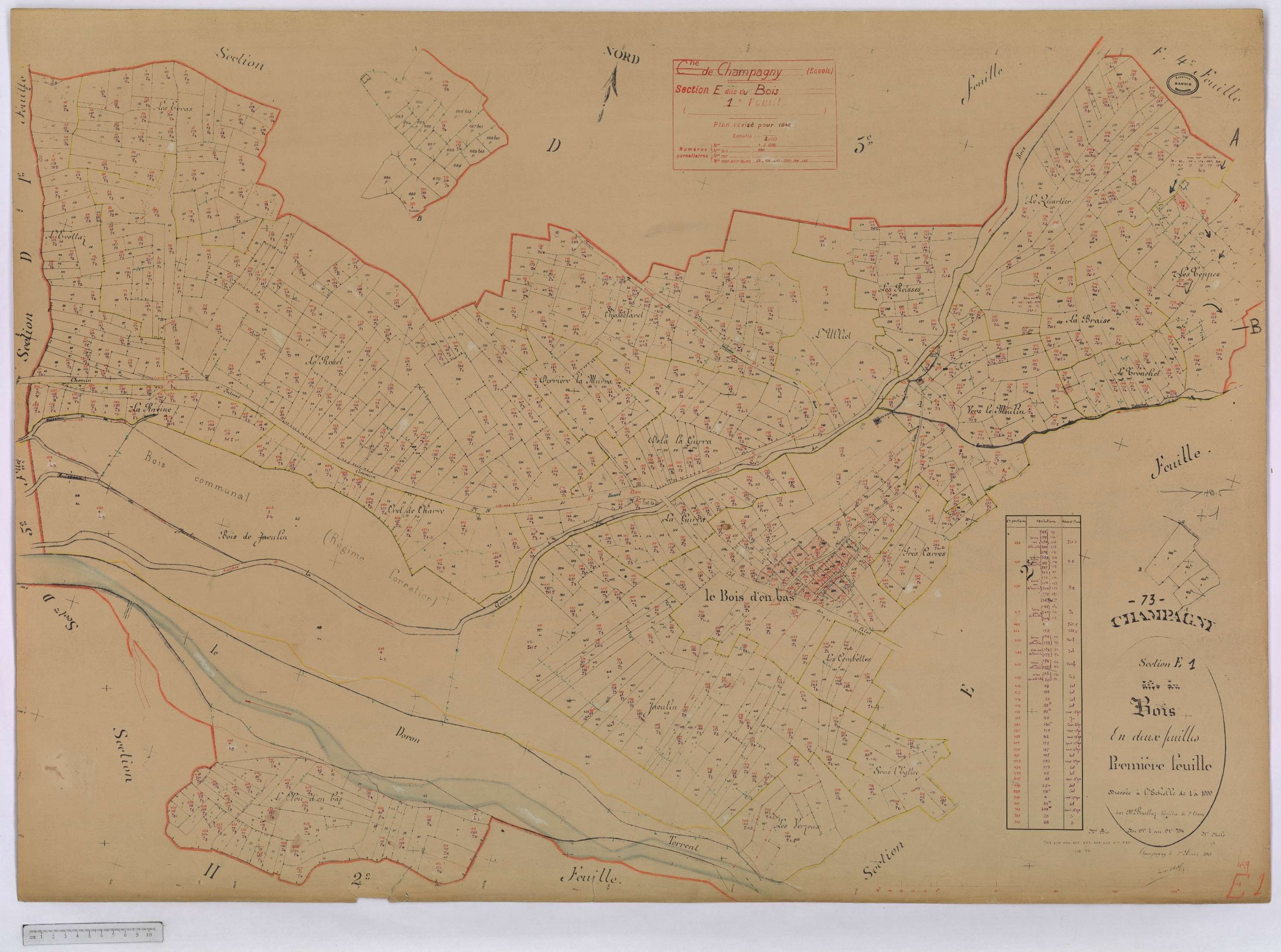 Champagny-en-Vanoise - Cadastre rénové (1940).
