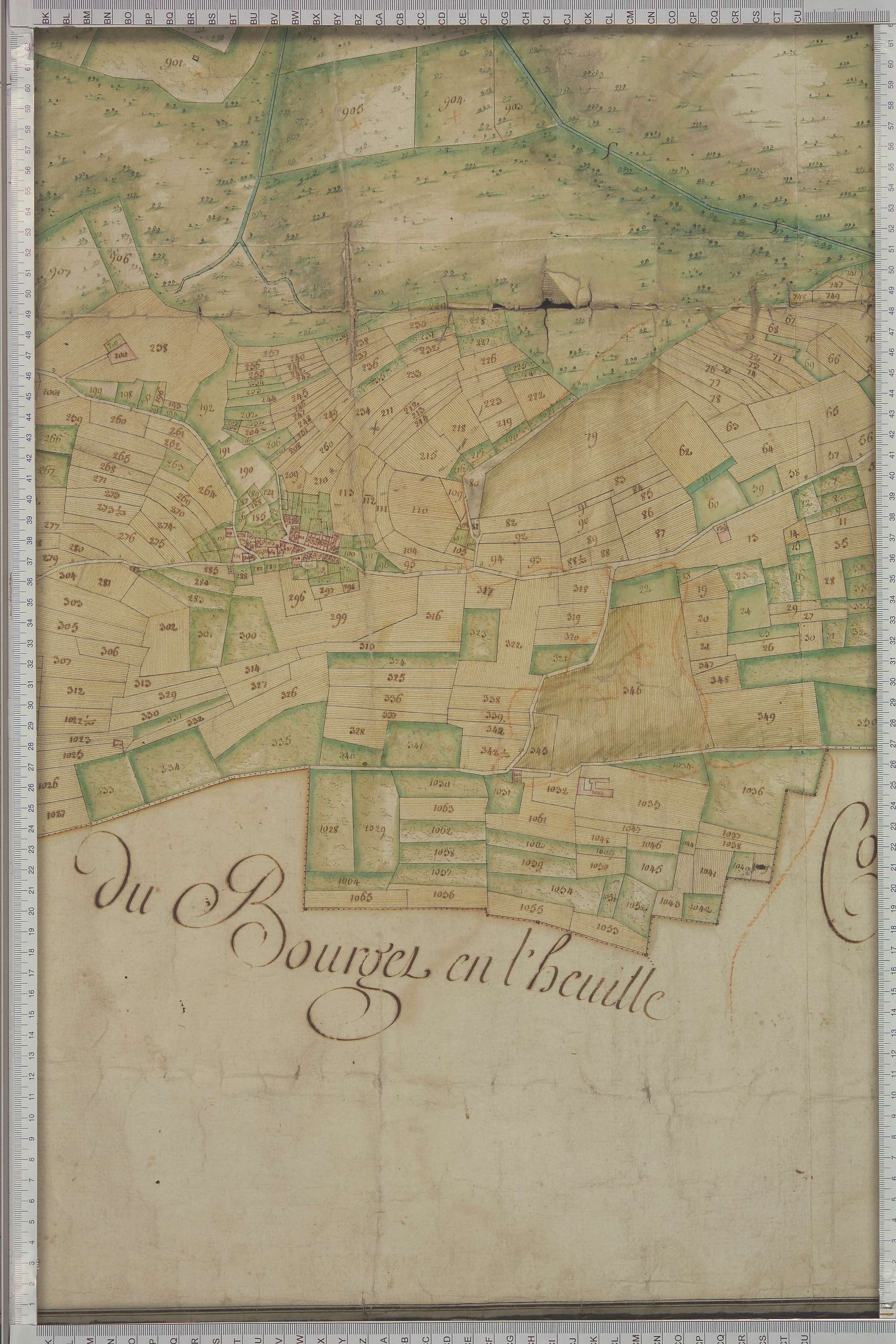 Champ-Laurent - Copie de la mappe originale (plan cadastral) de la commune de Champlaurent. Signée Cocelli, directeur de la péréquation générale.