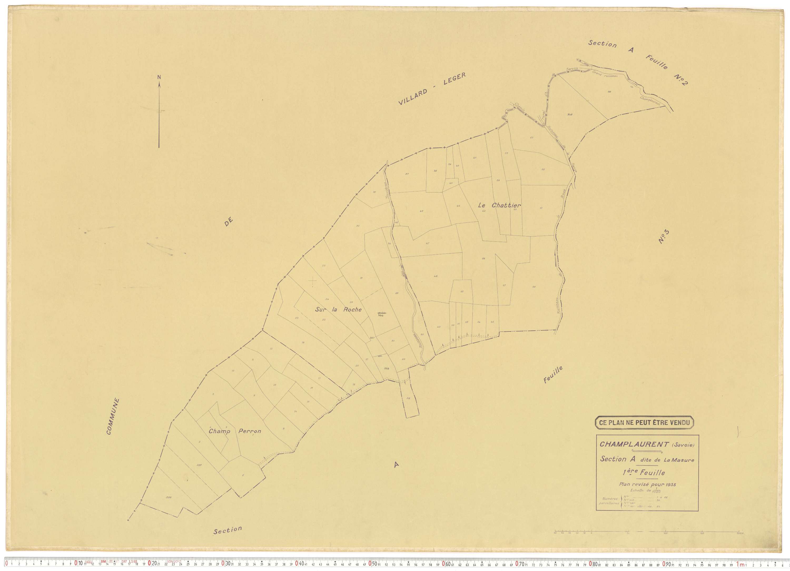 Champ-Laurent - Plans cadastraux du cadastre rénové en 1935 et mis à jour en 1988.