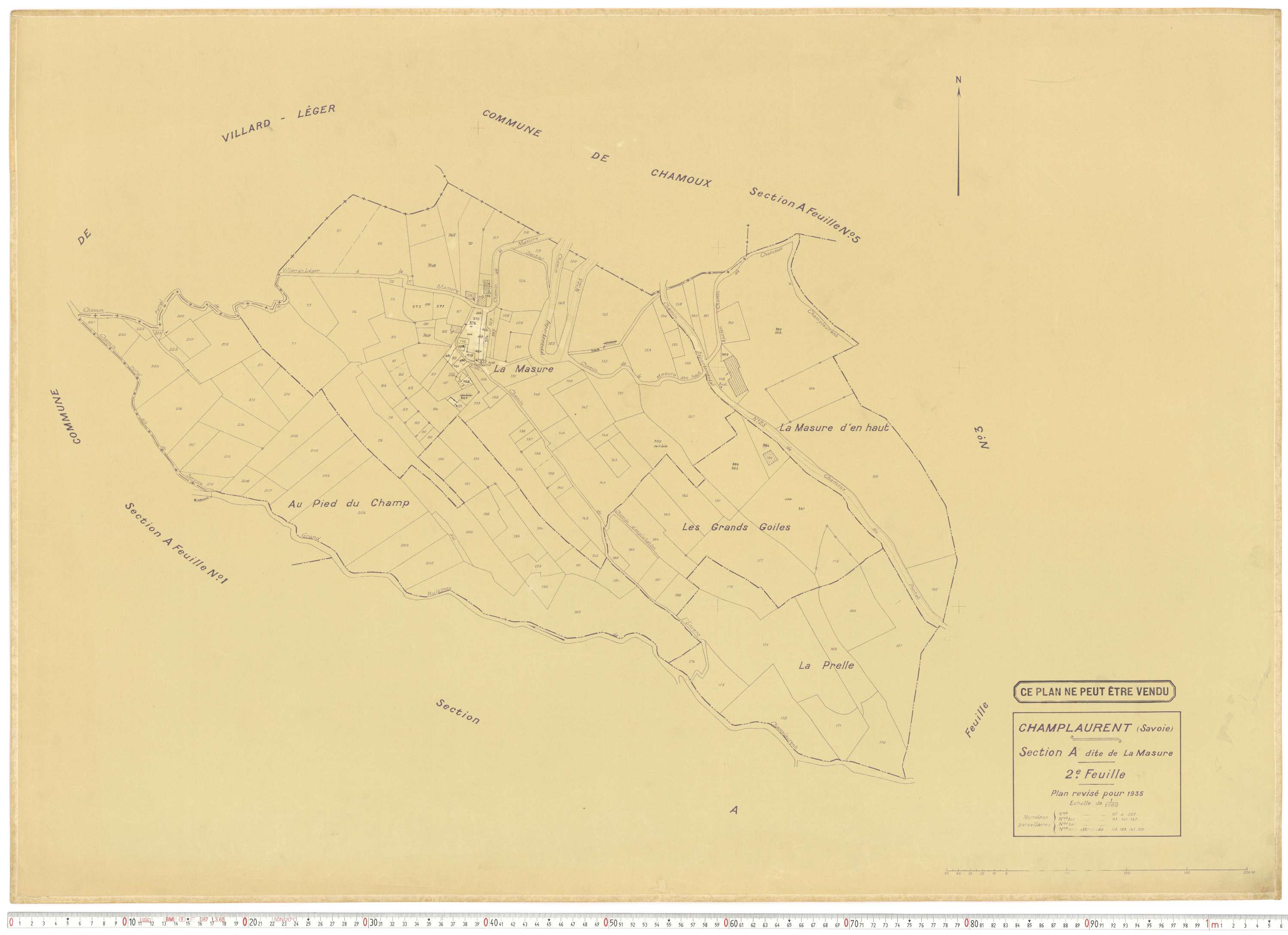 Champ-Laurent - Plans cadastraux du cadastre rénové en 1935 et mis à jour en 1988.