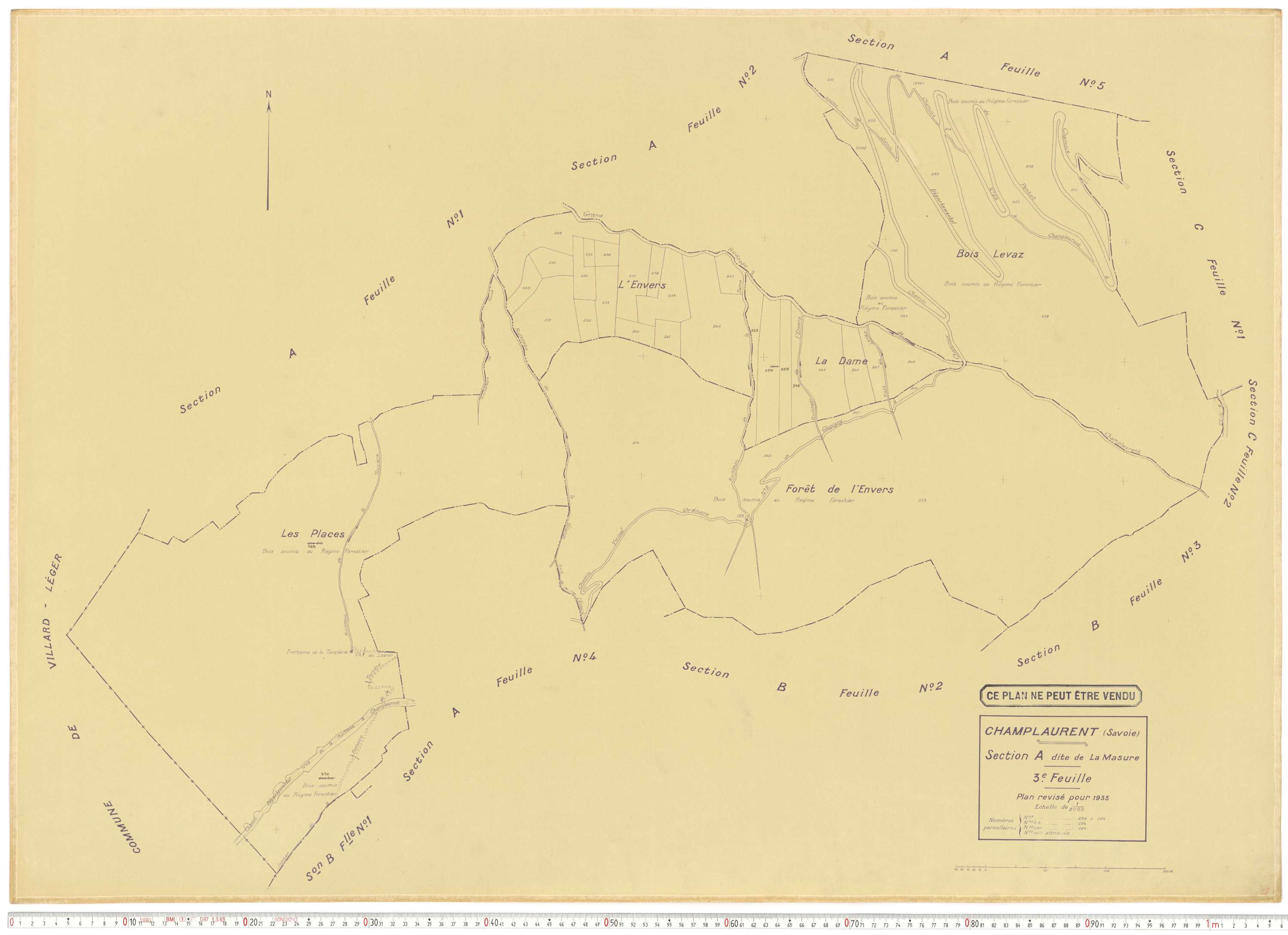 Champ-Laurent - Plans cadastraux du cadastre rénové en 1935 et mis à jour en 1988.