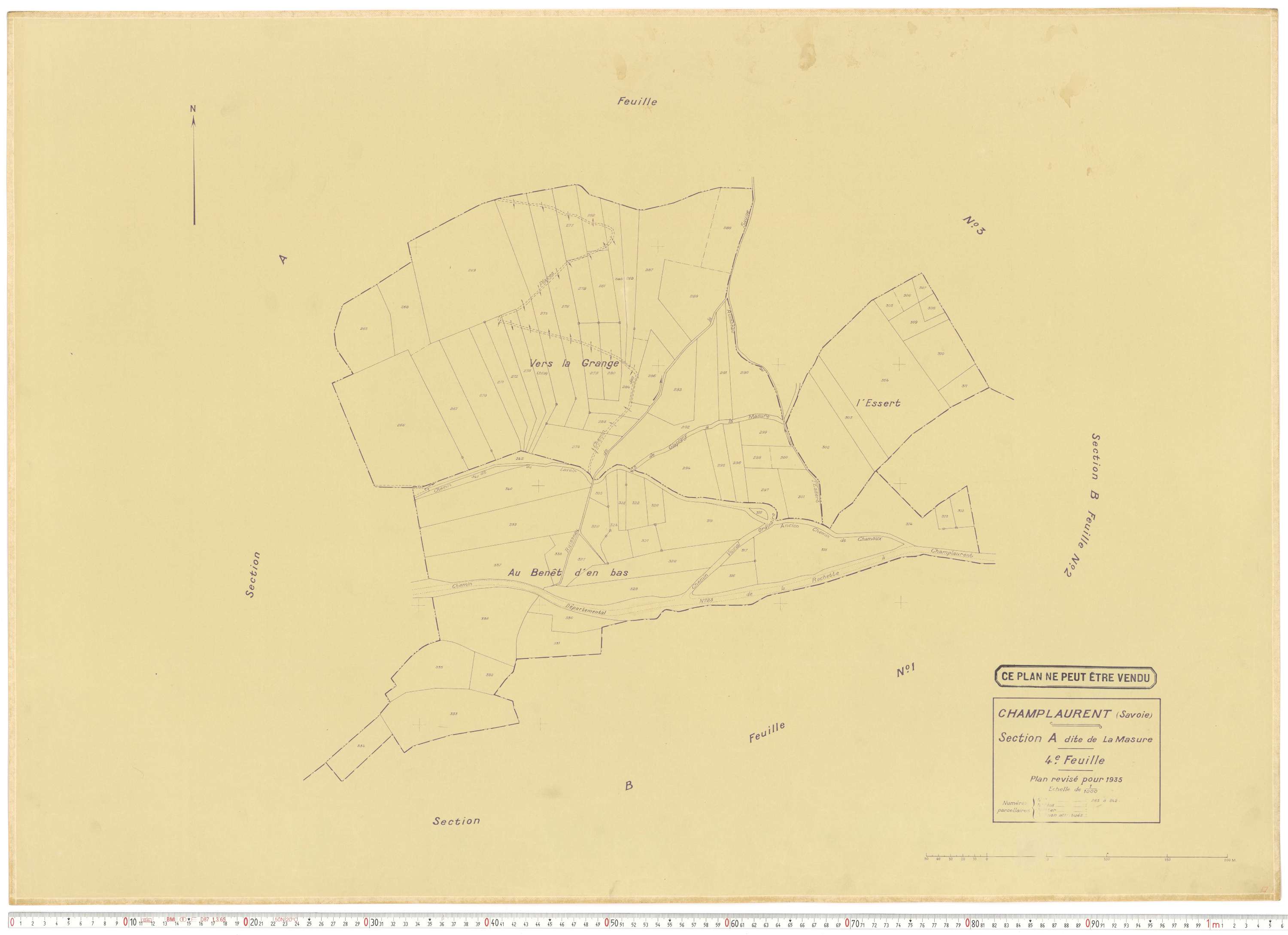 Champ-Laurent - Plans cadastraux du cadastre rénové en 1935 et mis à jour en 1988.