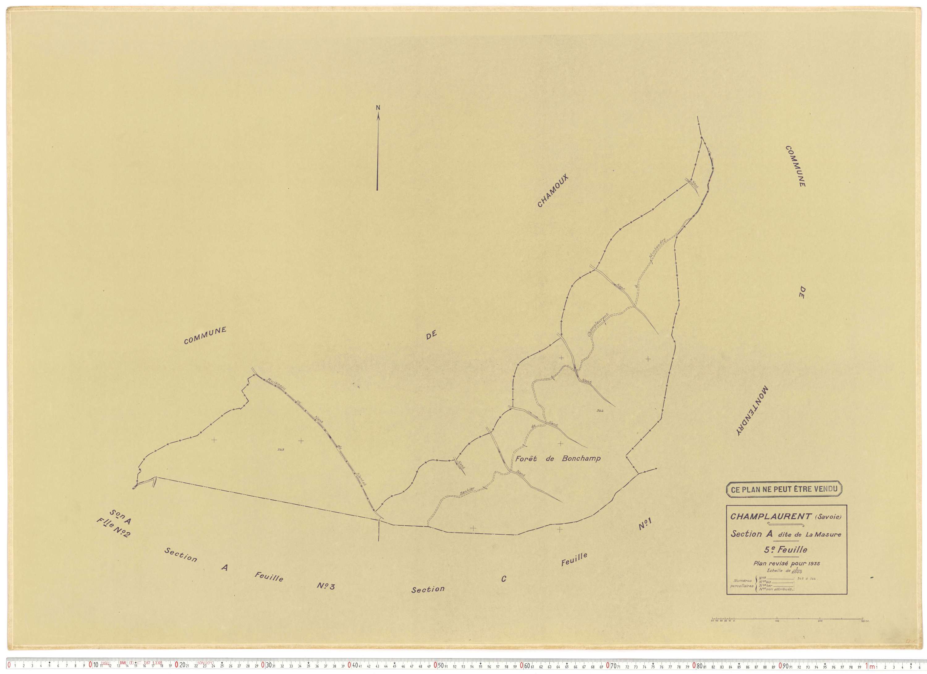 Champ-Laurent - Plans cadastraux du cadastre rénové en 1935 et mis à jour en 1988.