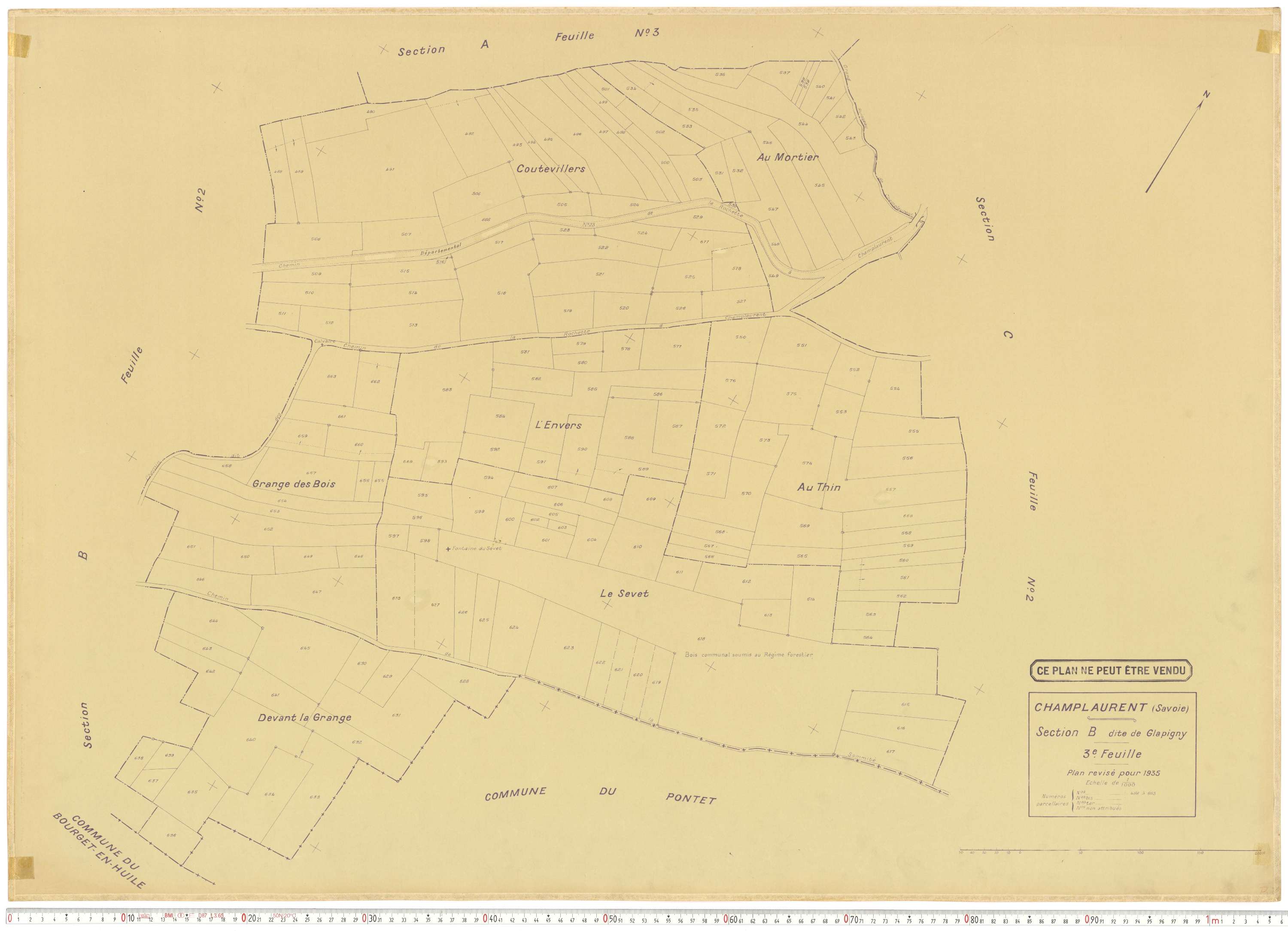 Champ-Laurent - Plans cadastraux du cadastre rénové en 1935 et mis à jour en 1988.