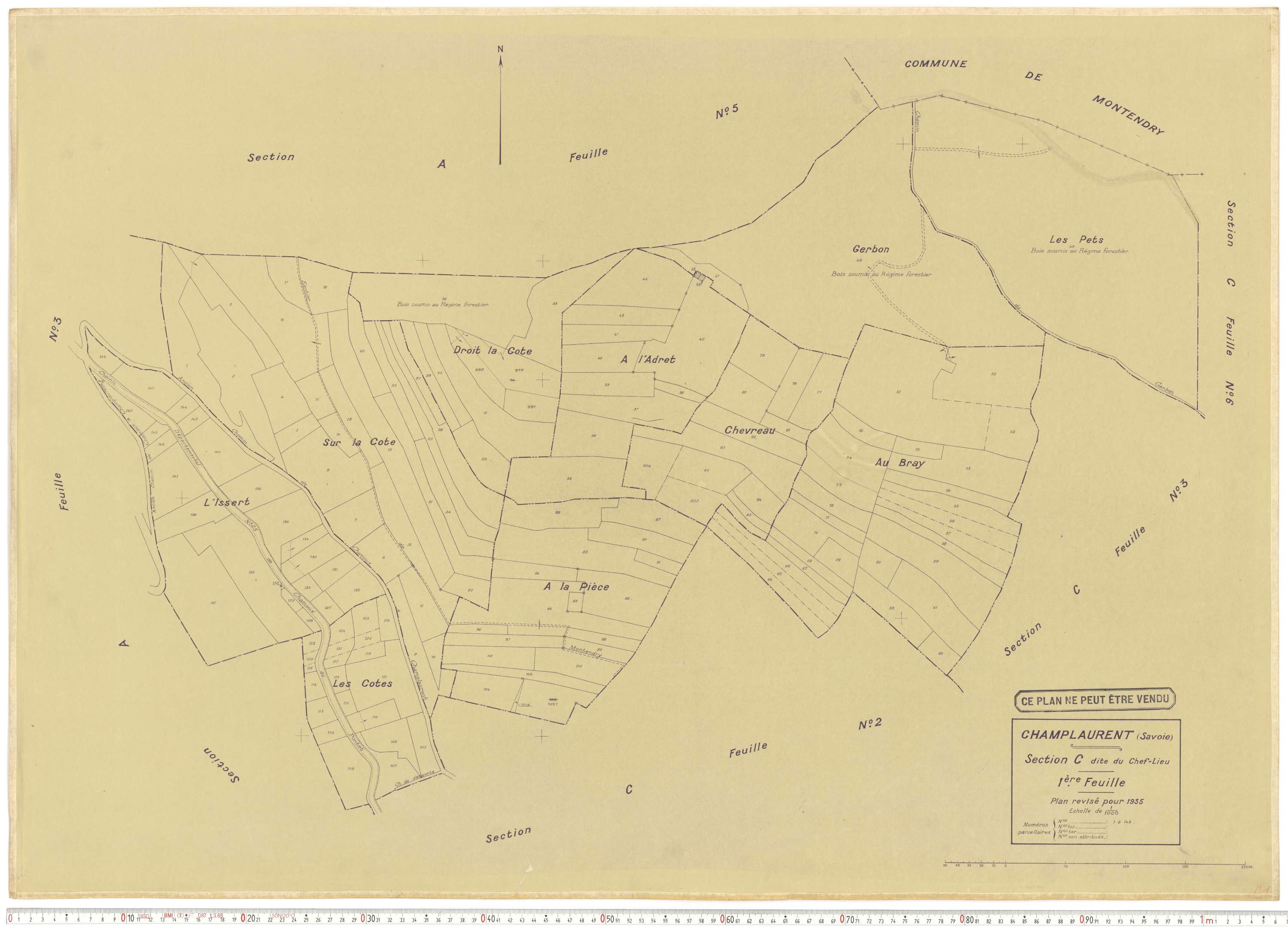 Champ-Laurent - Plans cadastraux du cadastre rénové en 1935 et mis à jour en 1988.