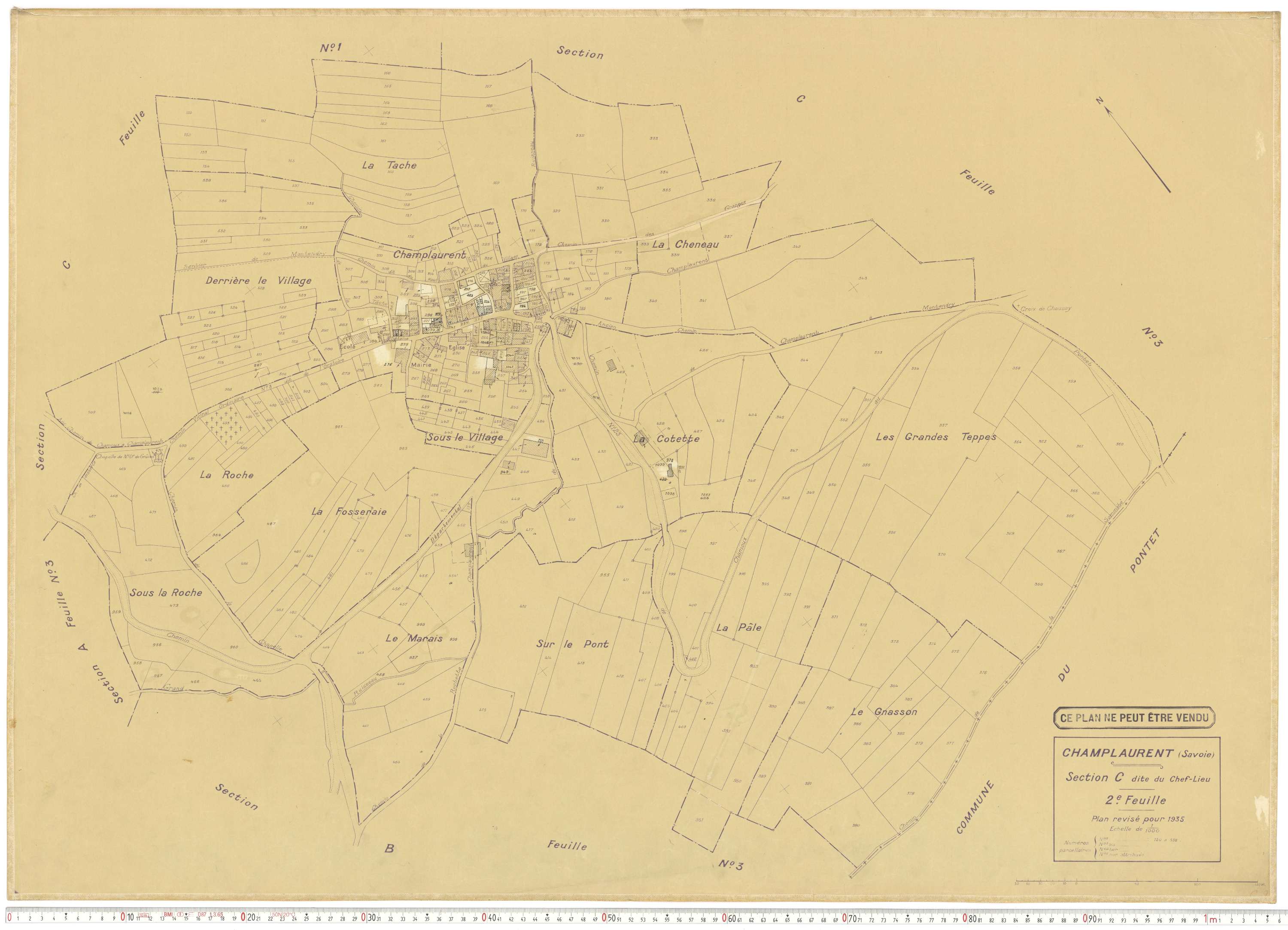 Champ-Laurent - Plans cadastraux du cadastre rénové en 1935 et mis à jour en 1988.