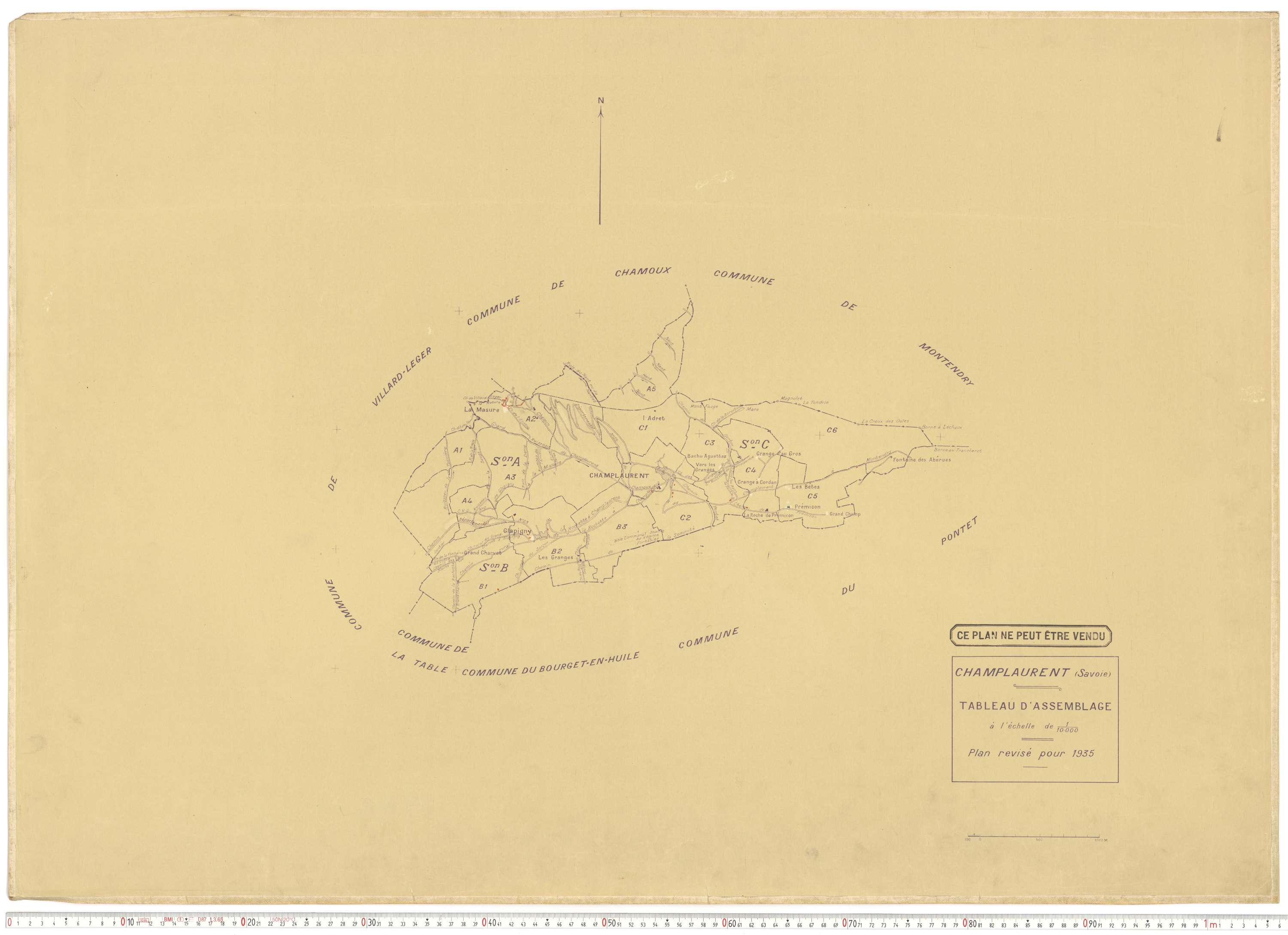 Champ-Laurent - Plans cadastraux du cadastre rénové en 1935 et mis à jour en 1988.
