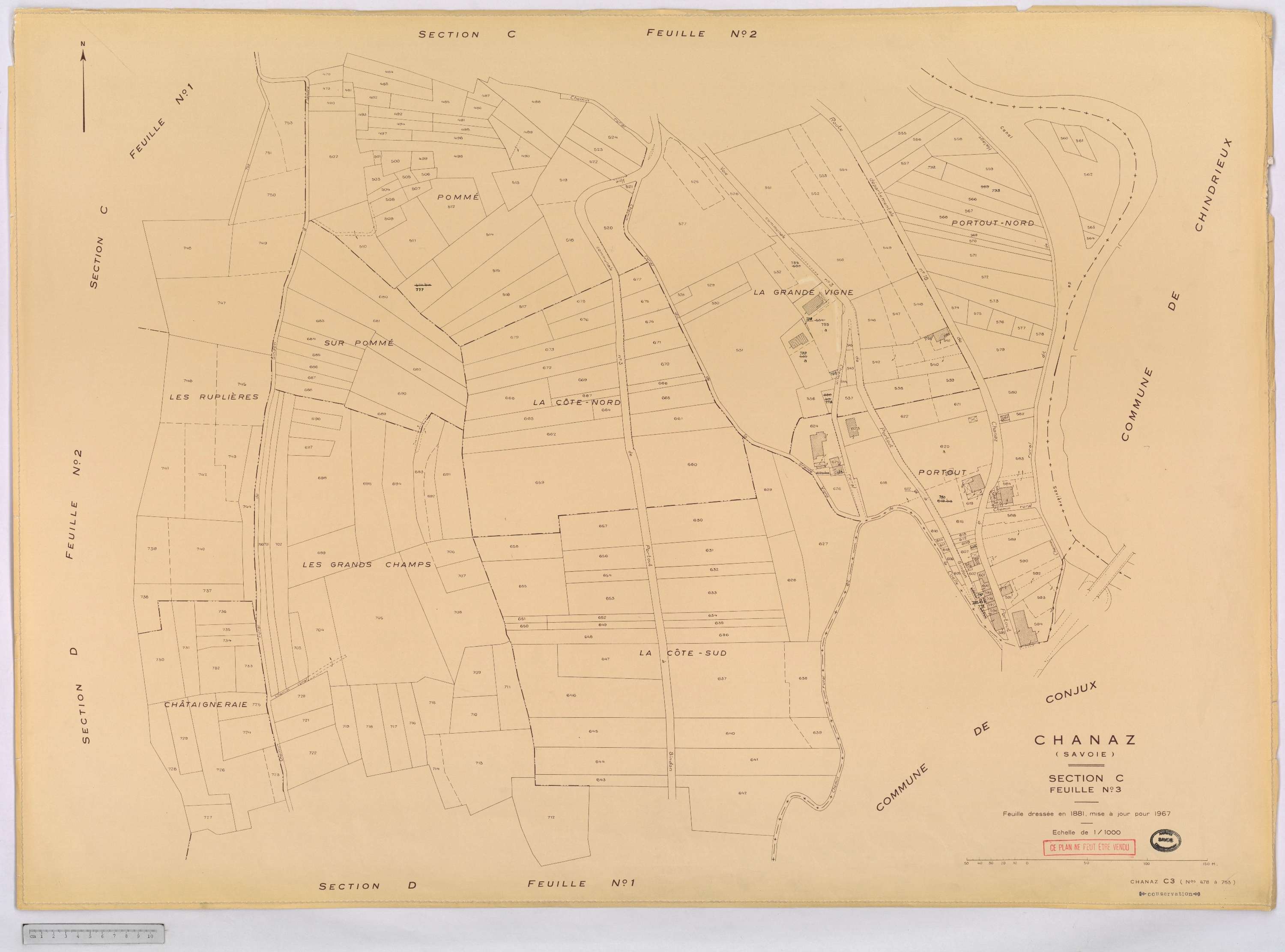 Chanaz - Cadastre rénové, version définitive (1967).