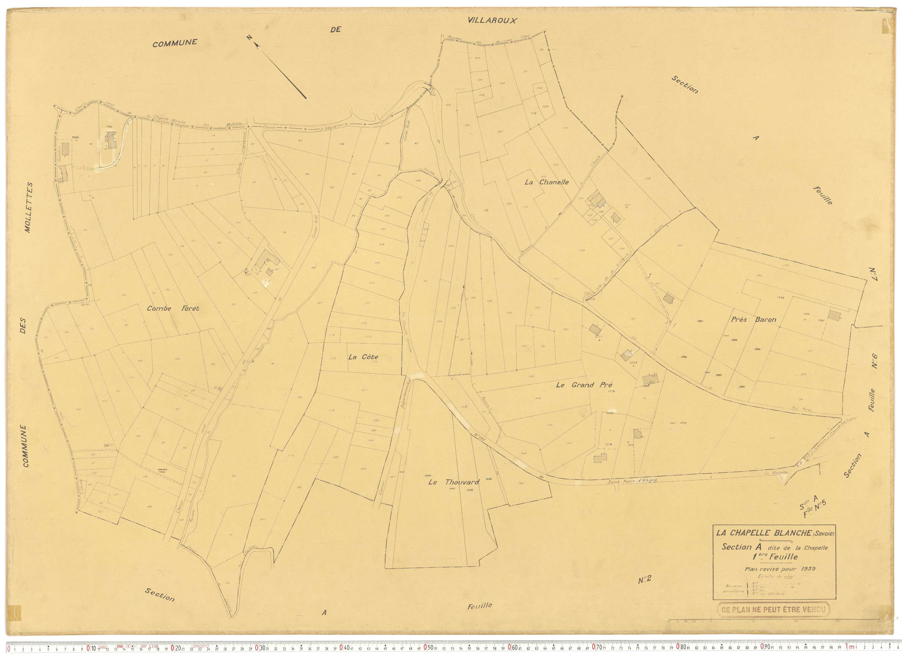 La Chapelle - Plans cadastraux du cadastre rénové en 1939 et mis à jour en 1988.
