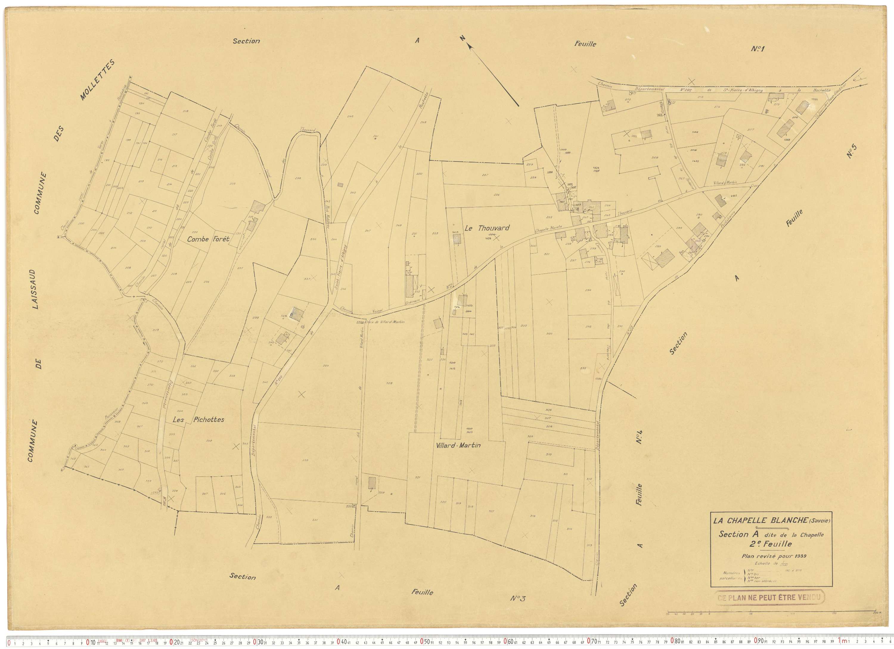 La Chapelle - Plans cadastraux du cadastre rénové en 1939 et mis à jour en 1988.