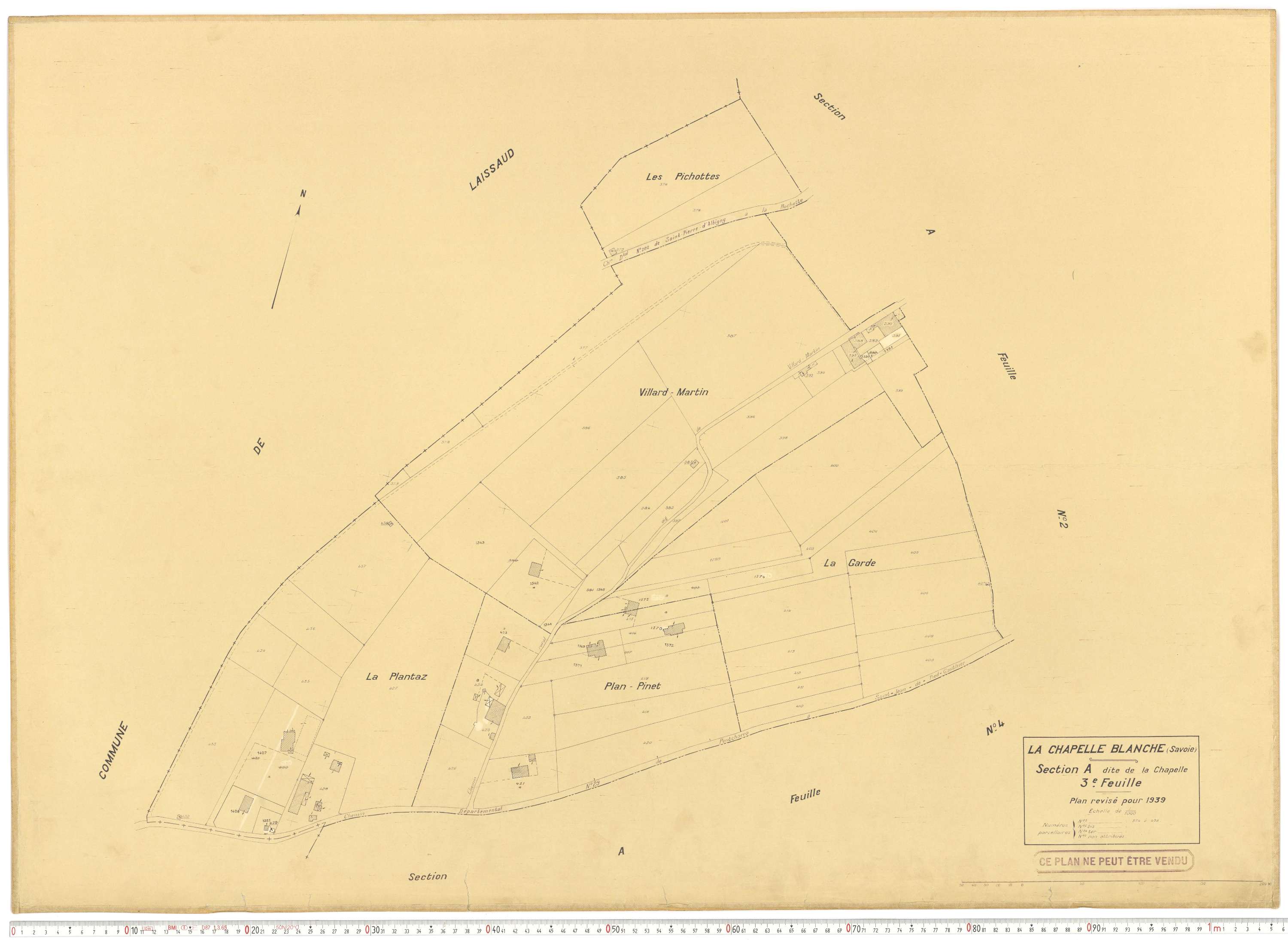 La Chapelle - Plans cadastraux du cadastre rénové en 1939 et mis à jour en 1988.