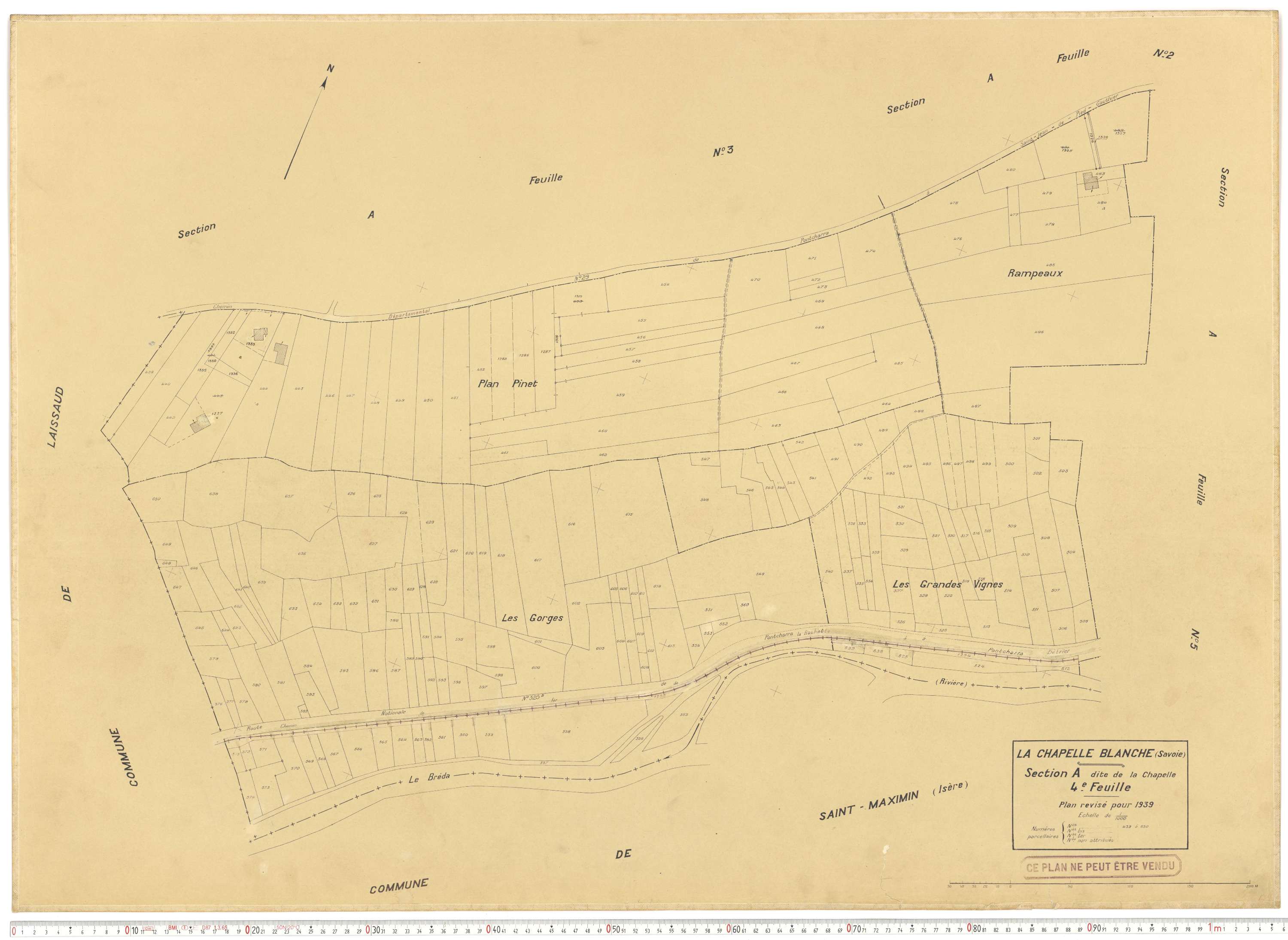 La Chapelle - Plans cadastraux du cadastre rénové en 1939 et mis à jour en 1988.
