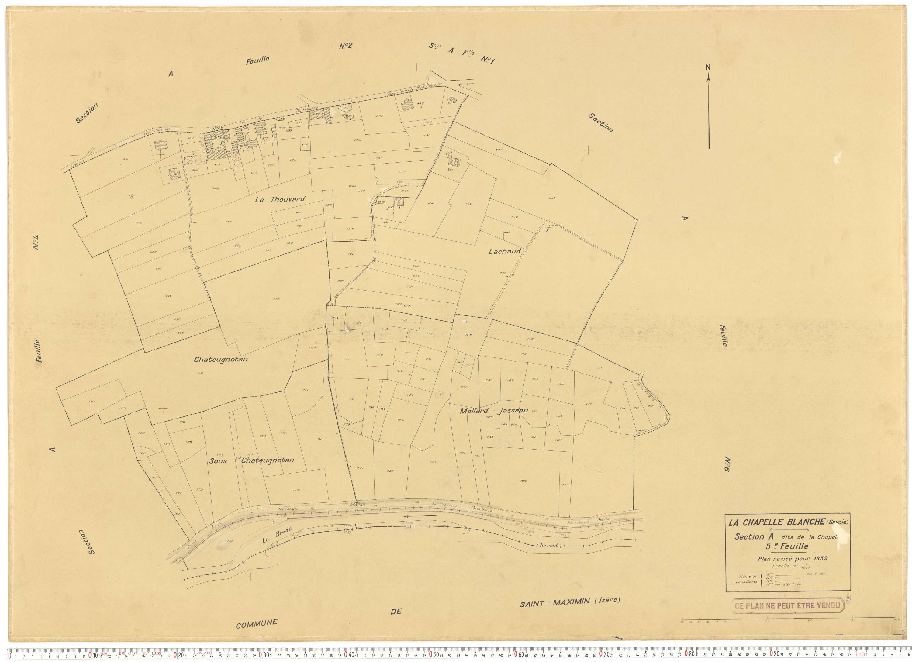 La Chapelle - Plans cadastraux du cadastre rénové en 1939 et mis à jour en 1988.