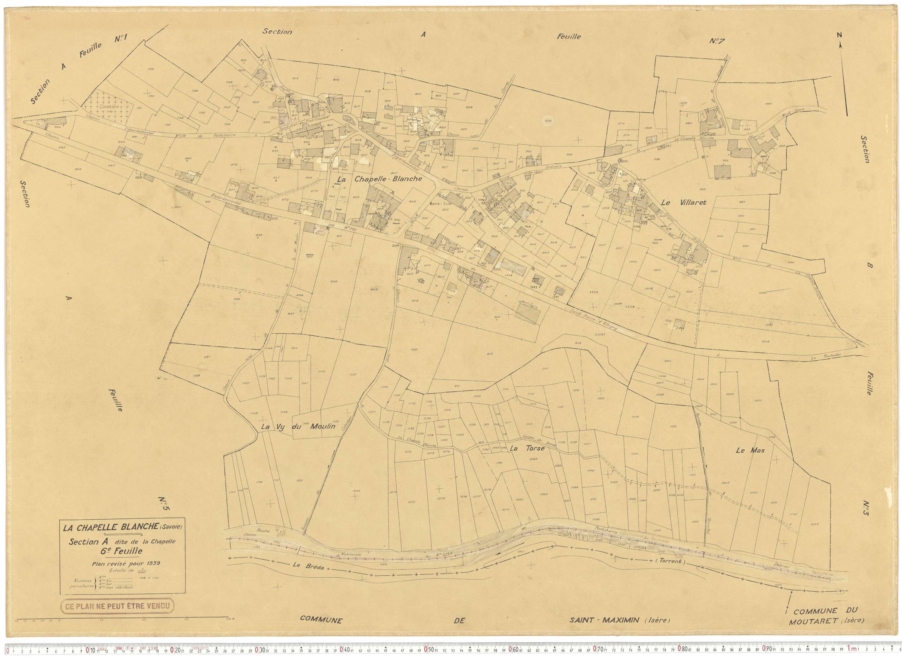 La Chapelle - Plans cadastraux du cadastre rénové en 1939 et mis à jour en 1988.
